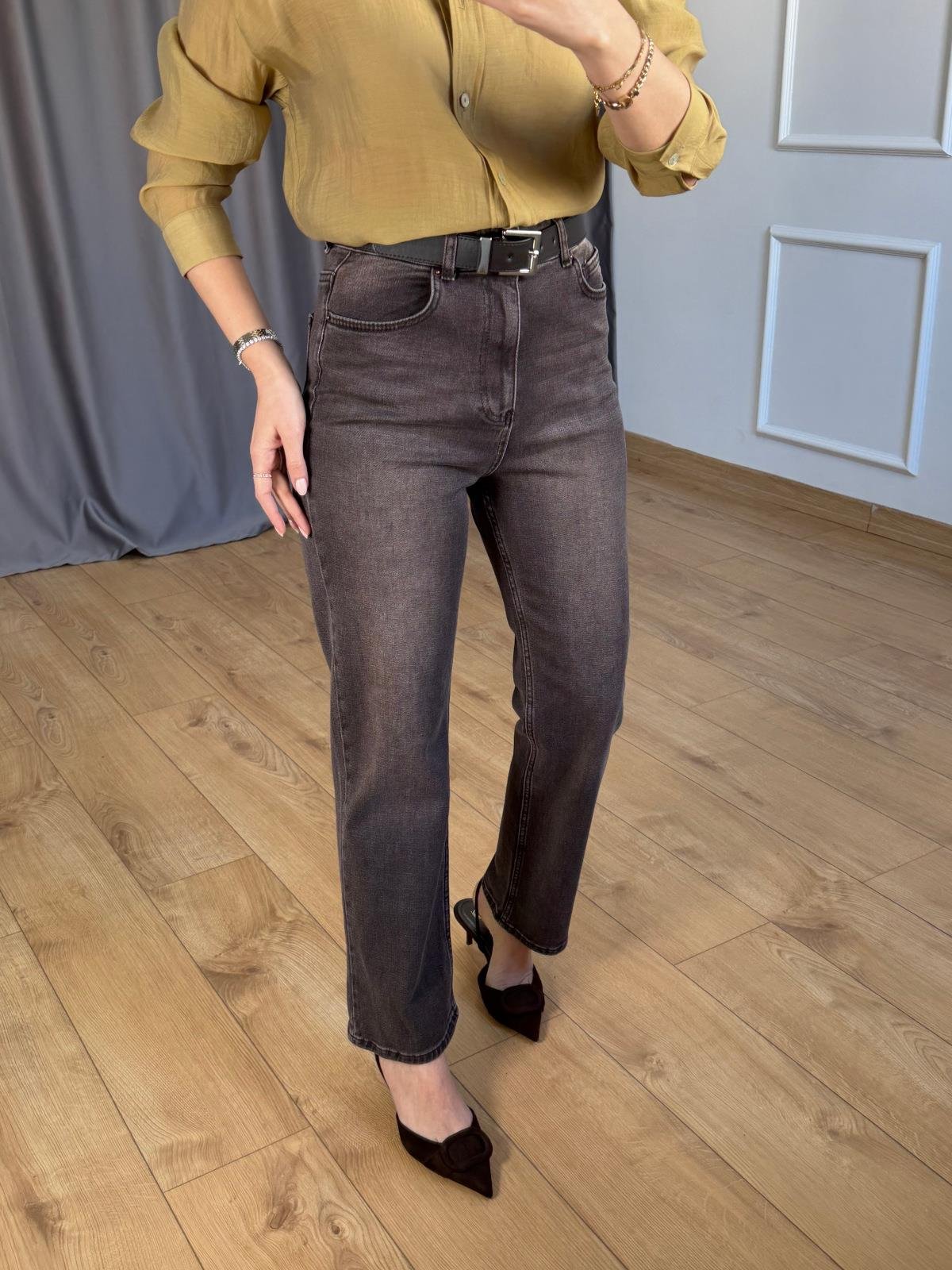 Boy Fit Kemerli Kahve Jean