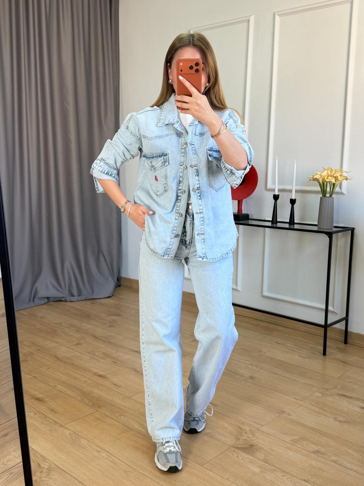 Buz Mavisi Jean Ceket