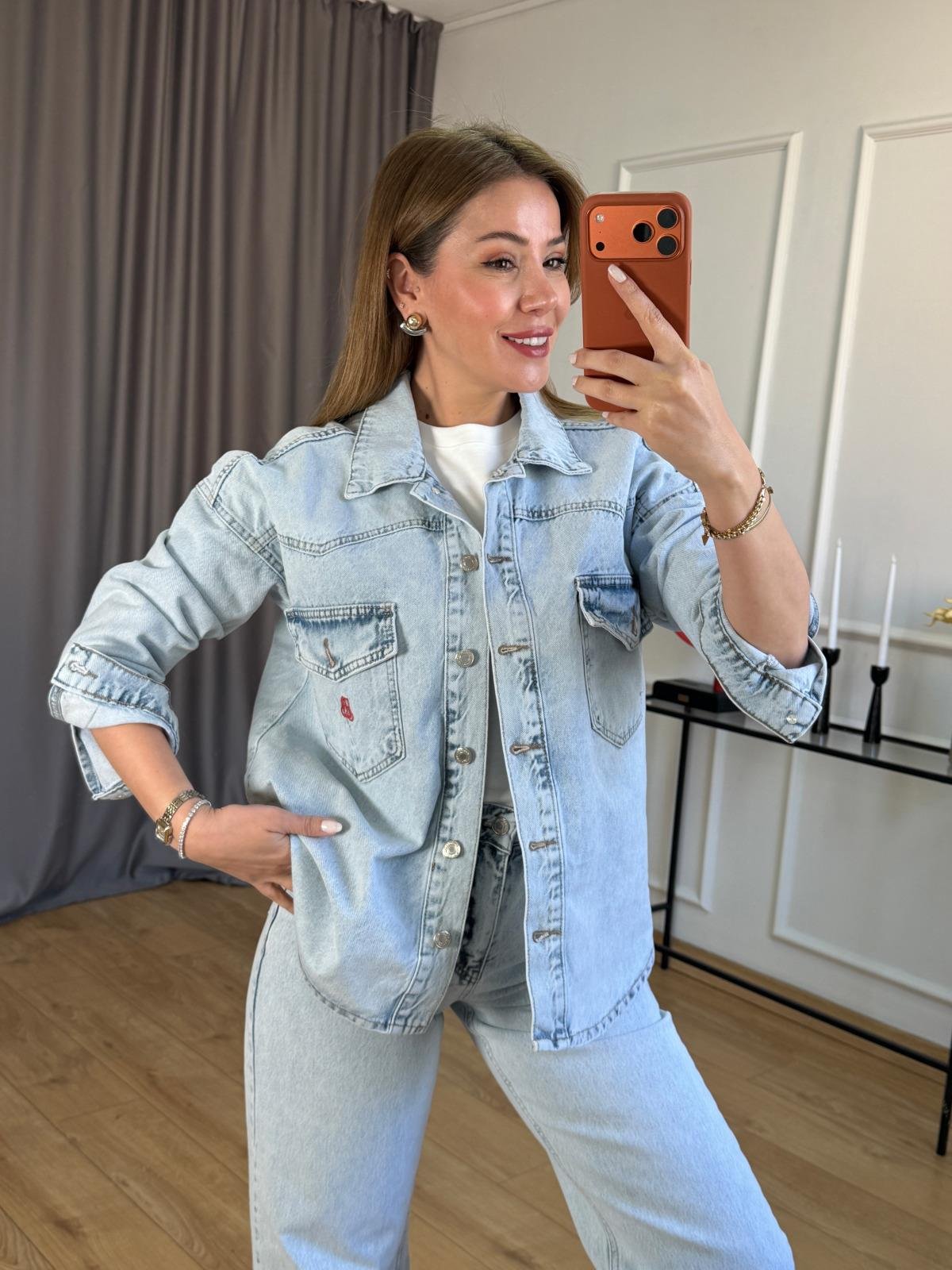 Buz Mavisi Jean Ceket