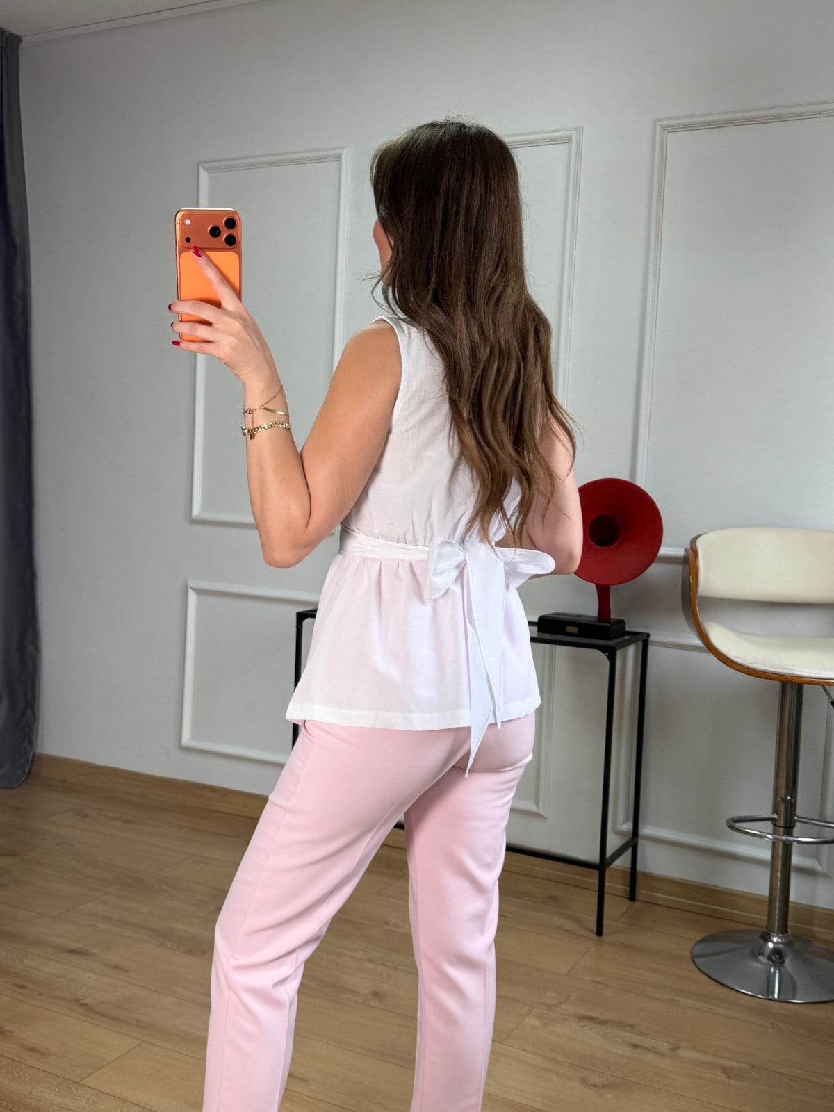 Ekru Beli Kuşaklı Bluz