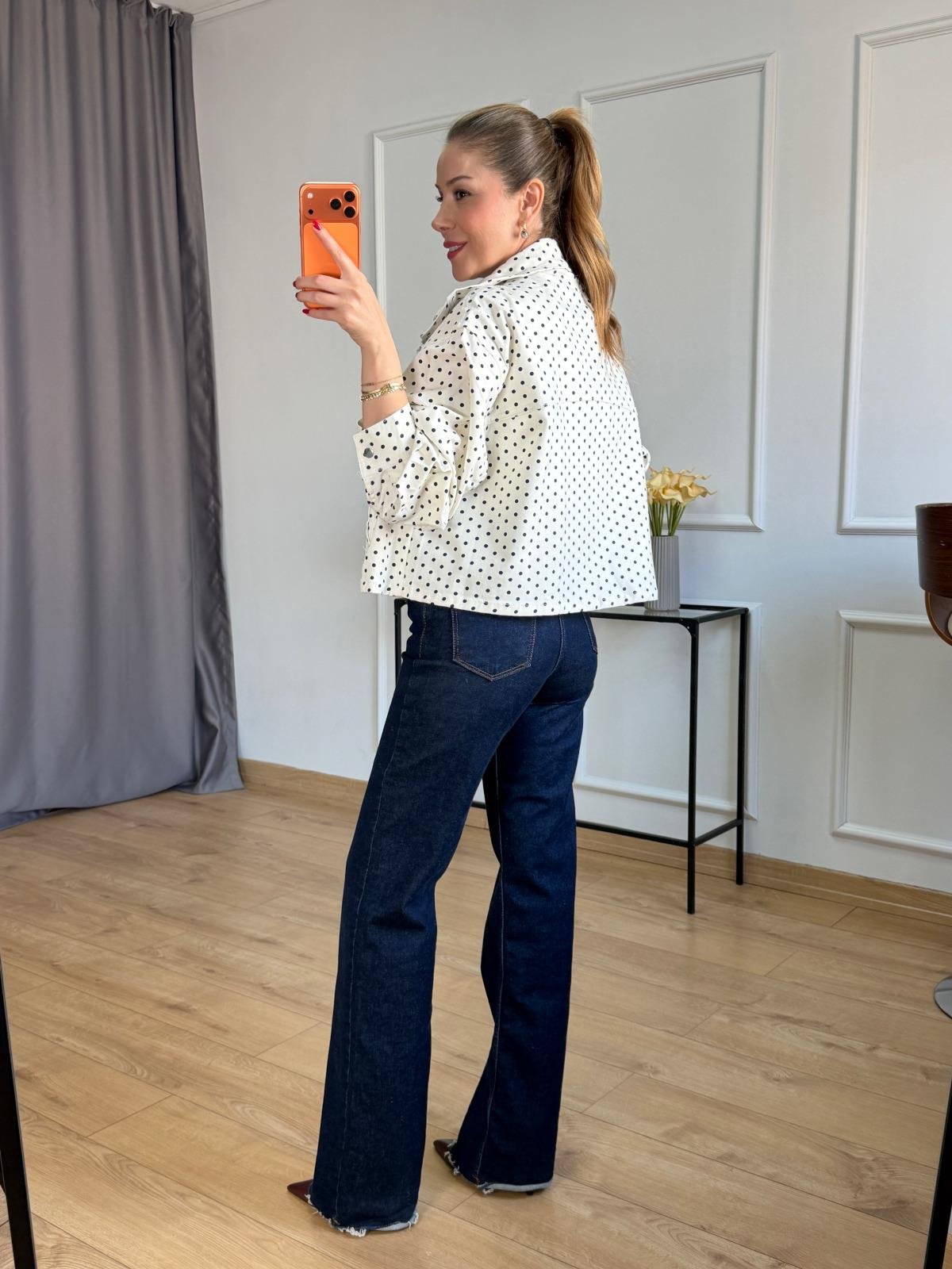 Ekru Puantiyeli Ceket