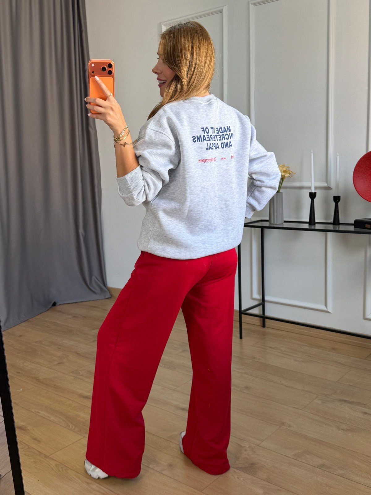 Gri Yazı Detaylı Sweatshirt