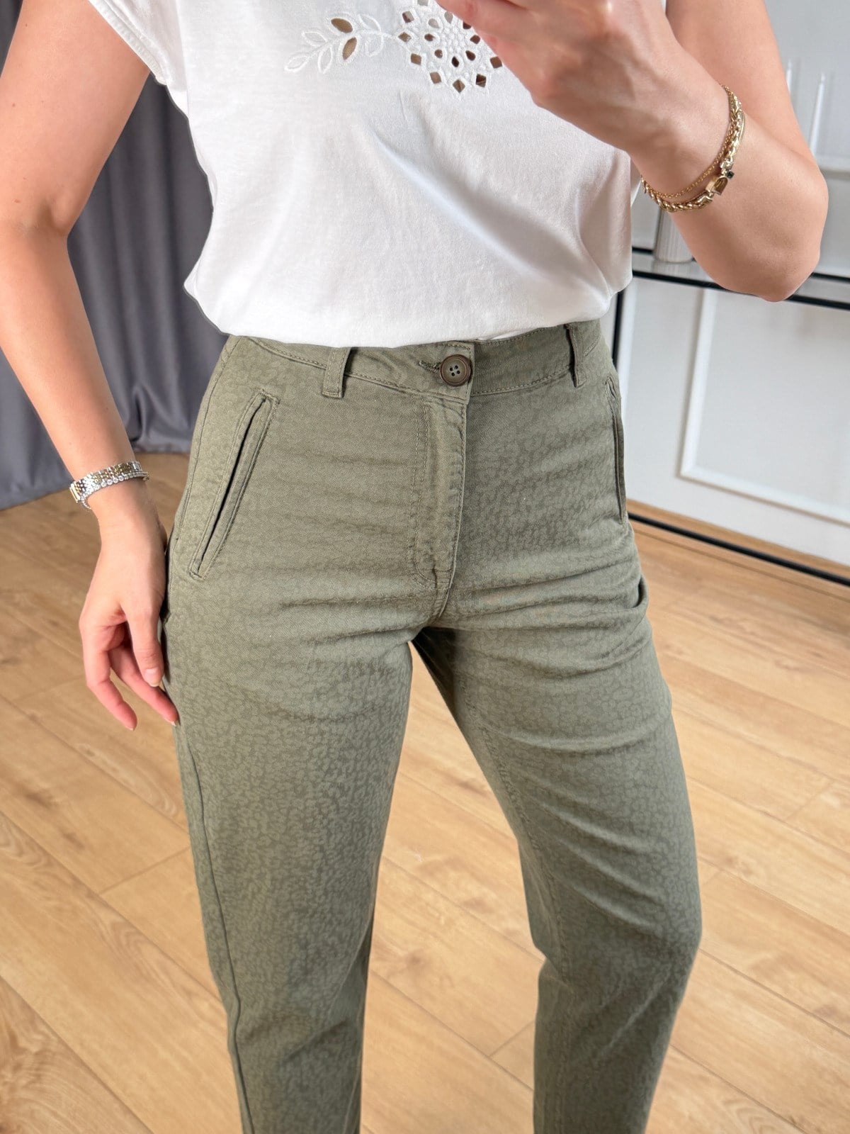 Haki Leopar Desenli Pantolon