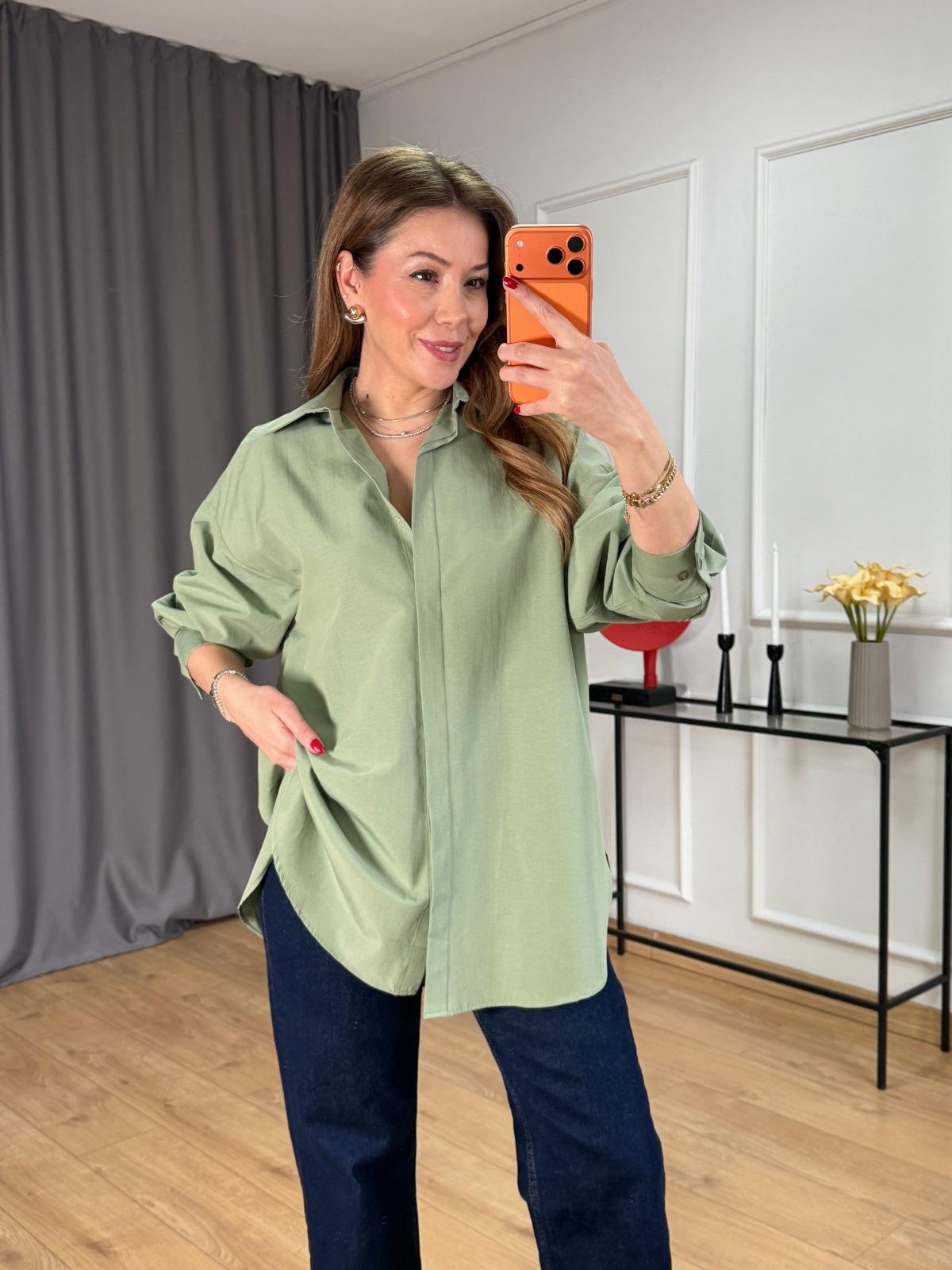 Haki Oversize Gömlek