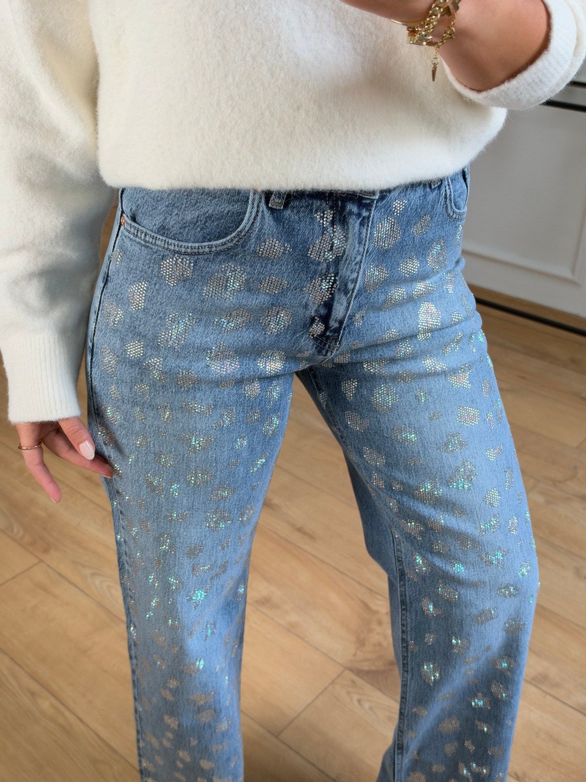 J. Mavi Taşlı Wide Leg