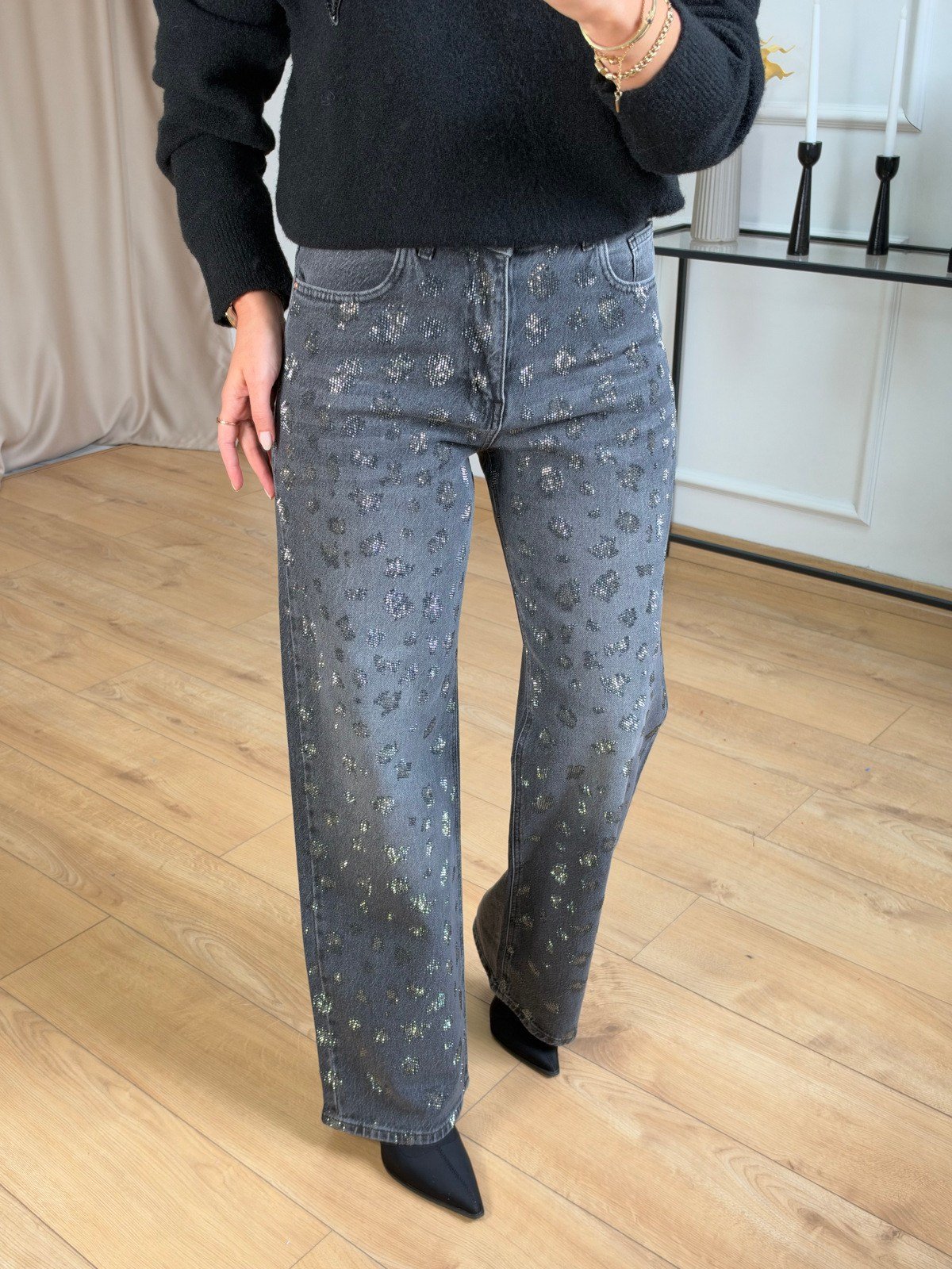 J. Antrasit Taşlı Wide Leg