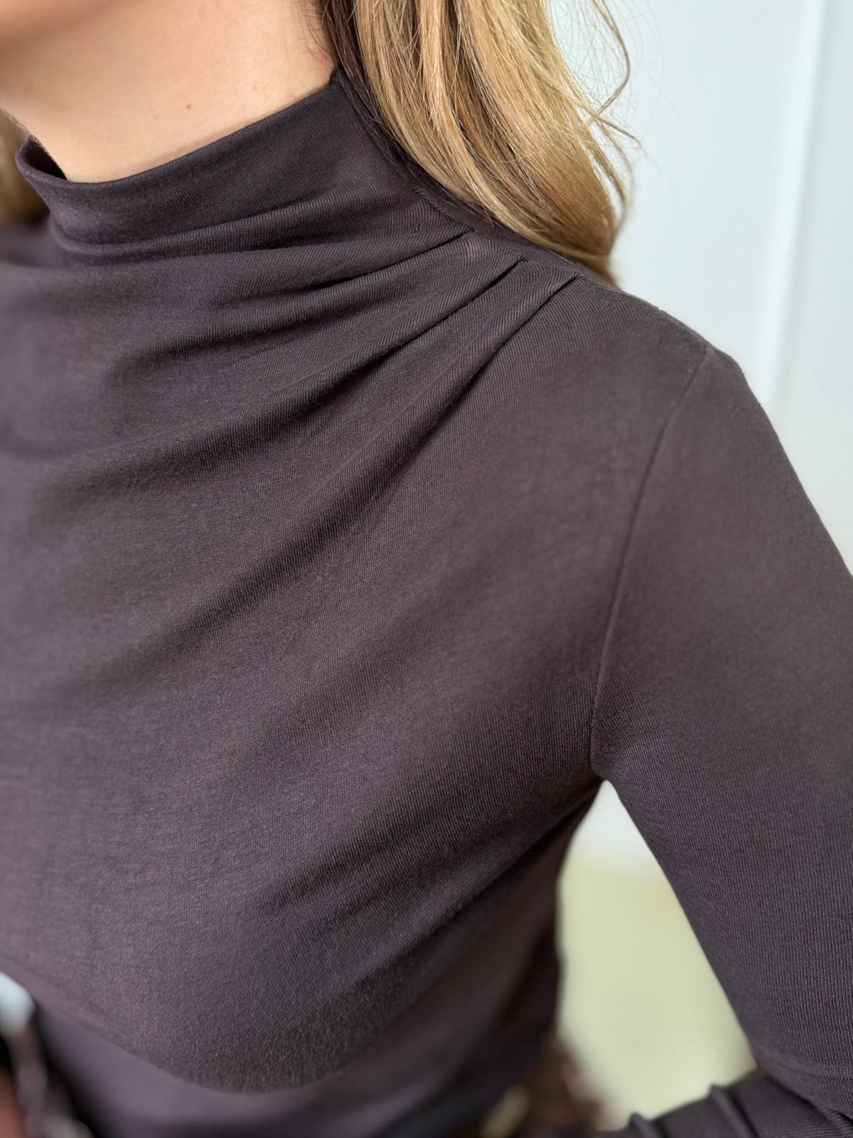 K. Kahve Omuzu Pileli Bluz