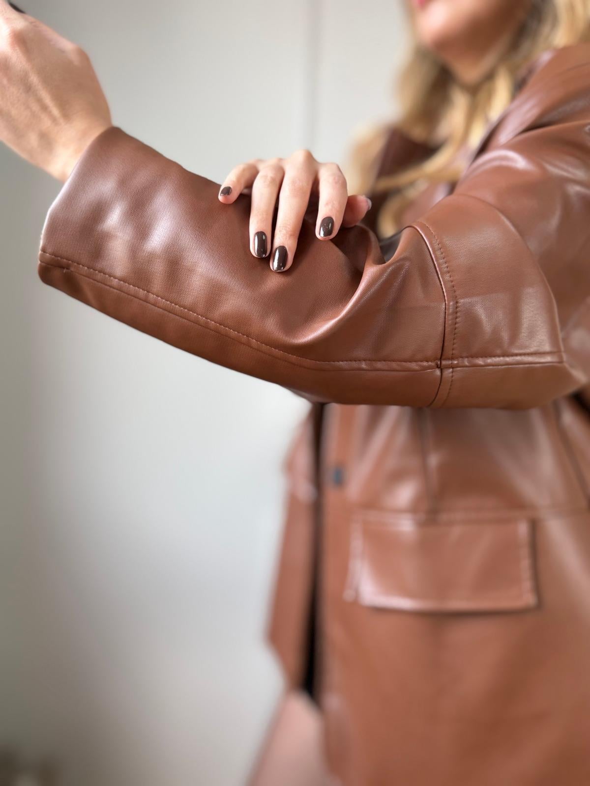 Kahve Deri Blazer Ceket