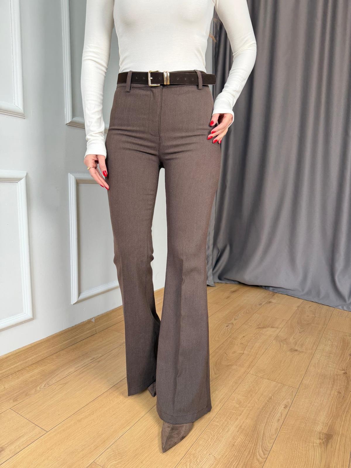 Kahve Gabardin İspanyol Pantolon