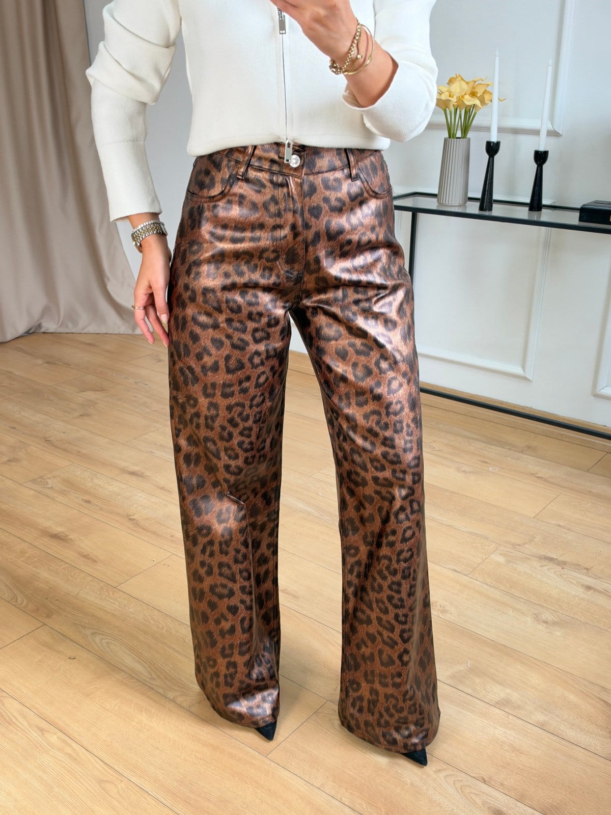 Kahve Leopar Pantolon