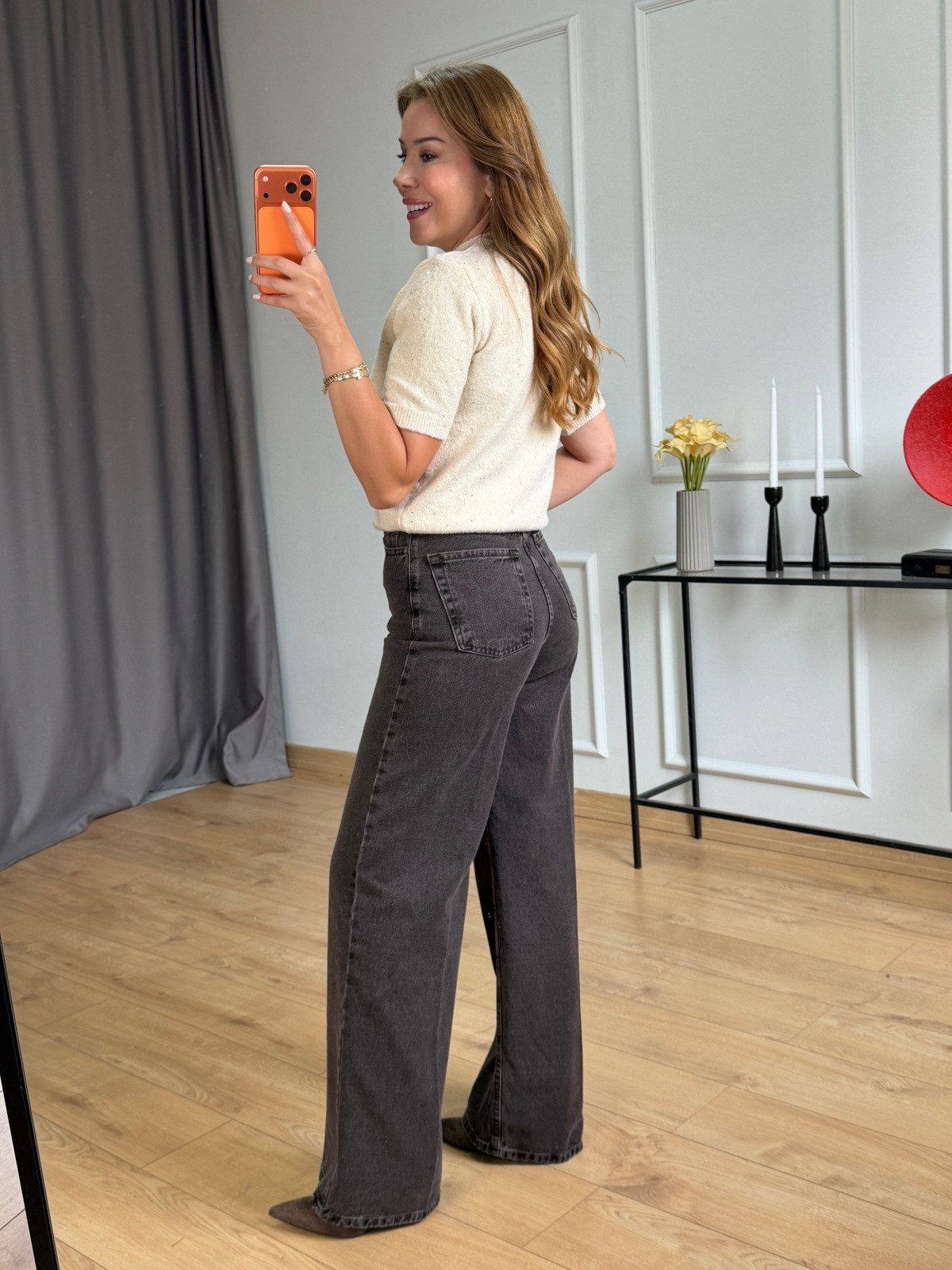 Kahve Yıkamalı Ütülü Straight Jean 
