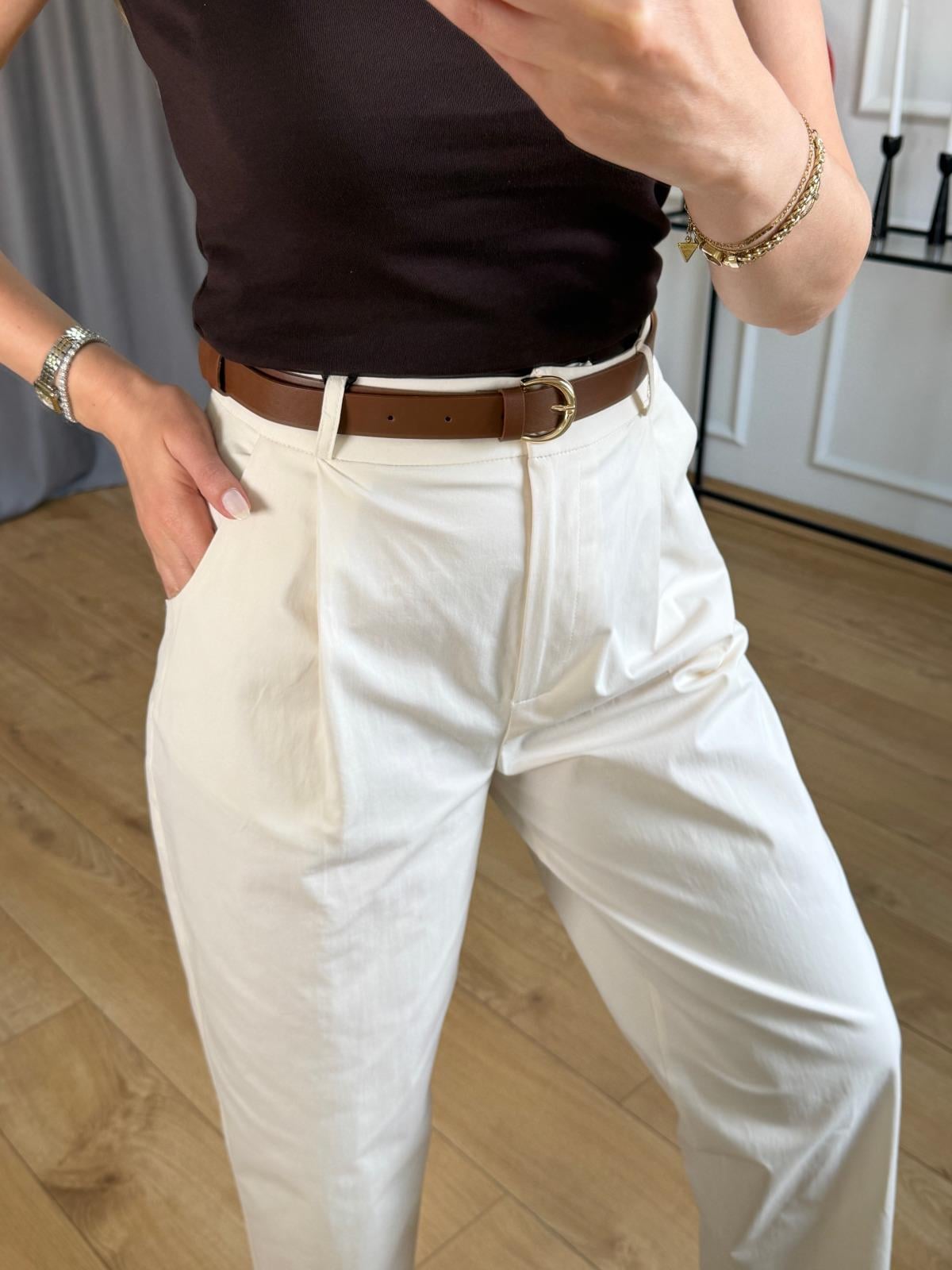 Krem Kemerli Havuç Pantolon