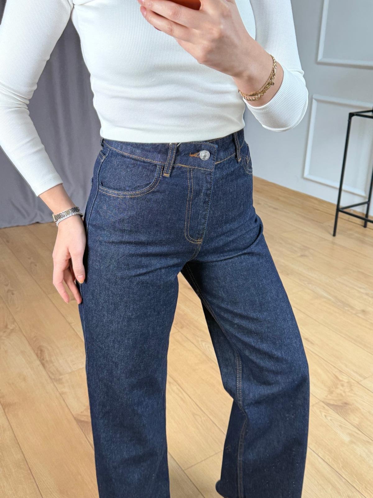 Lacivert Geniş Paçalı Jean 