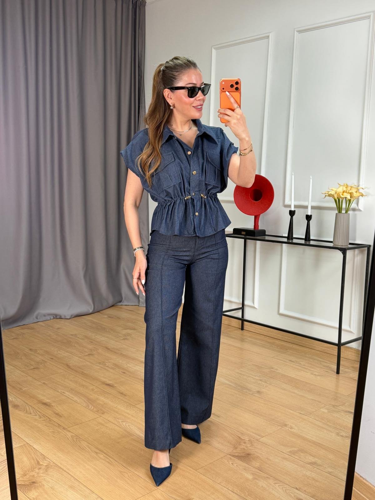 Lacivert Ön Dikişli Pantolon