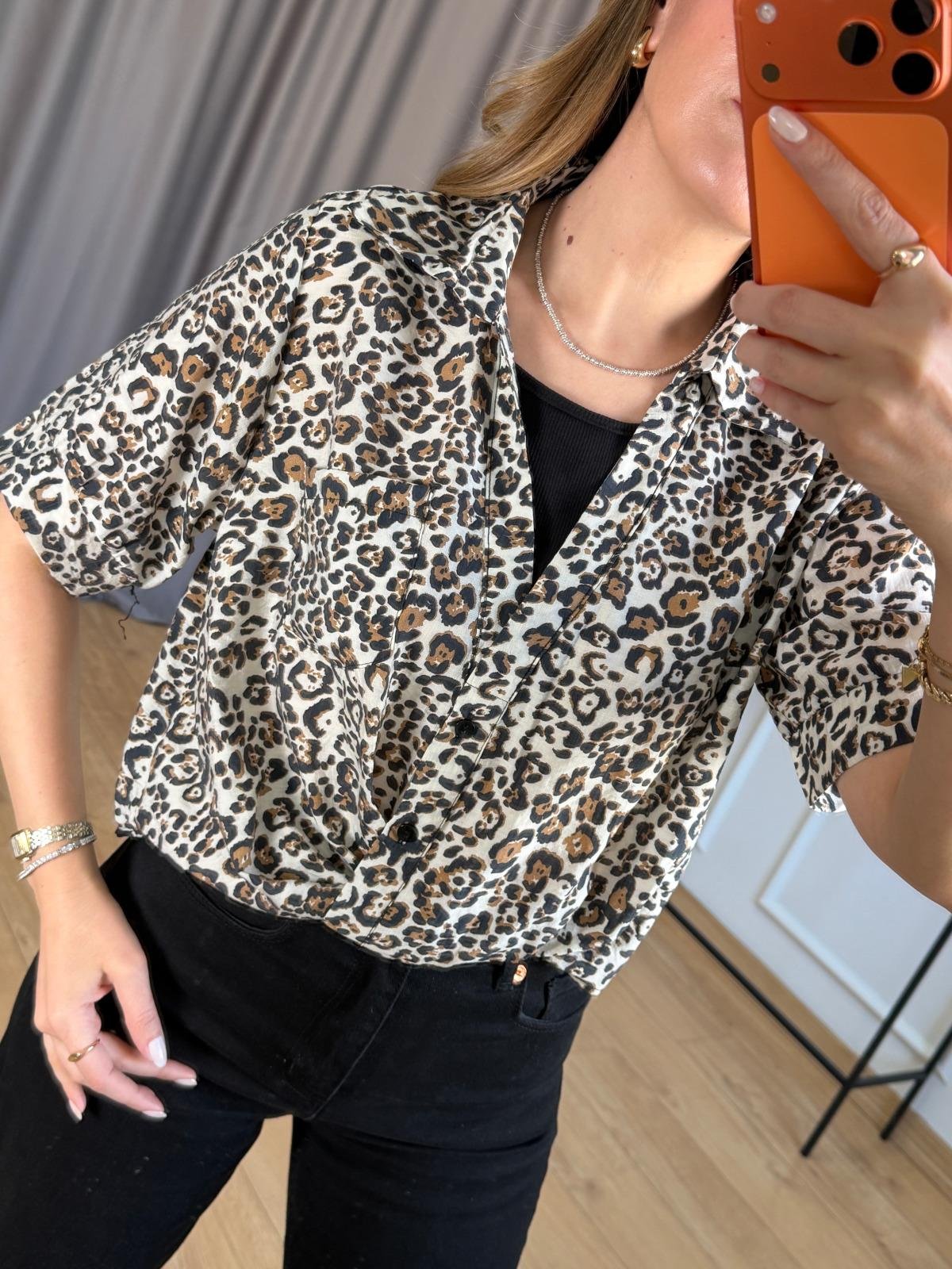 Leopar Desenli Atlet Görünümlü Bluz