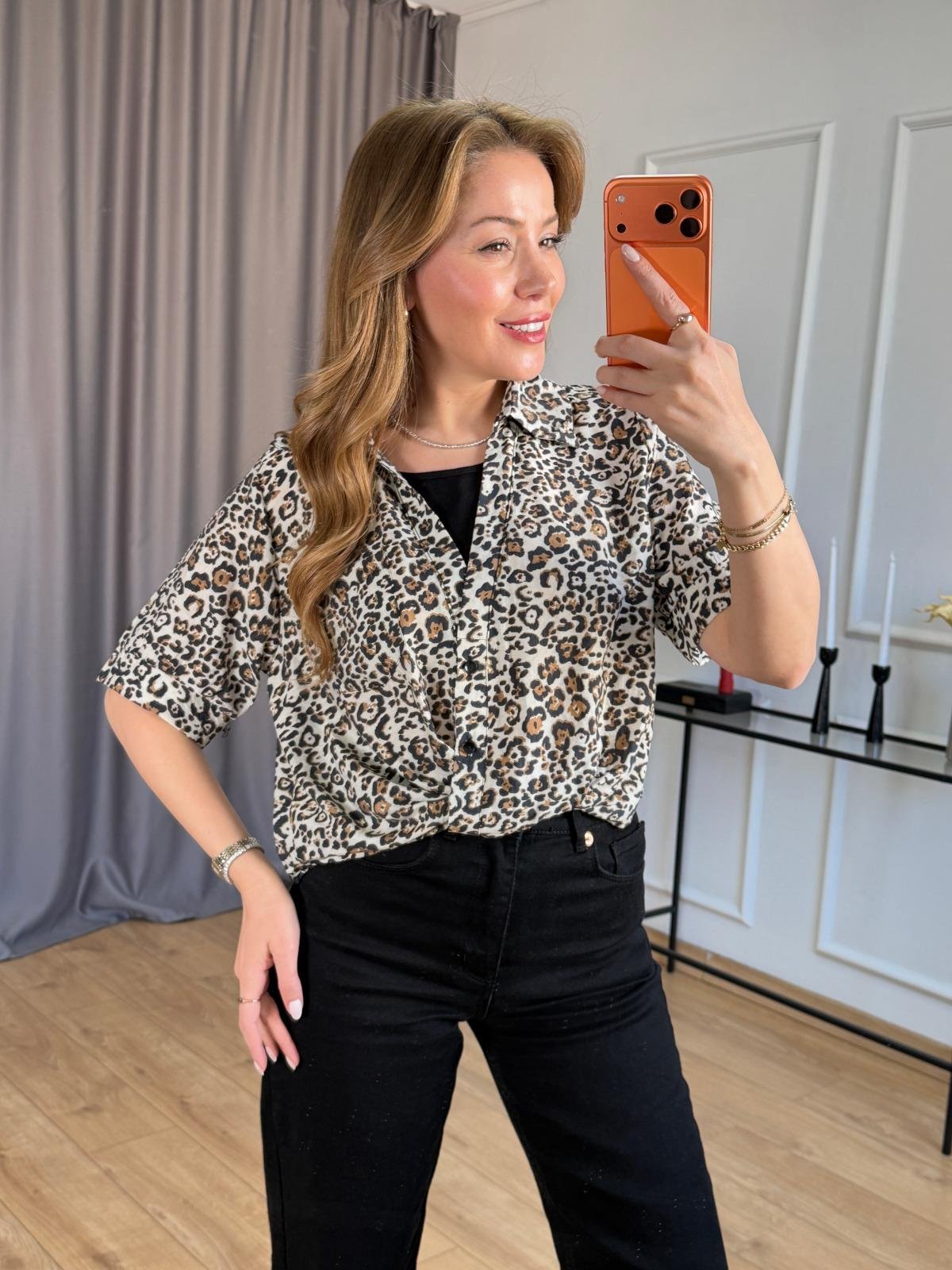 Leopar Desenli Atlet Görünümlü Bluz