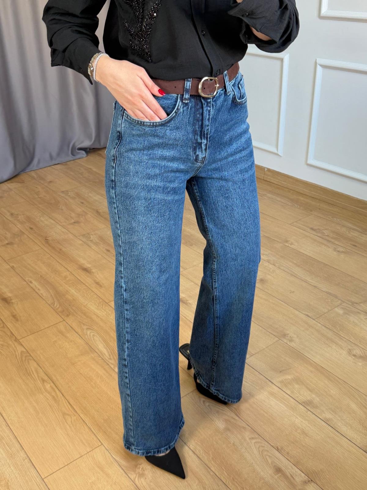 Mavi Bol Paça Kemerli Jean