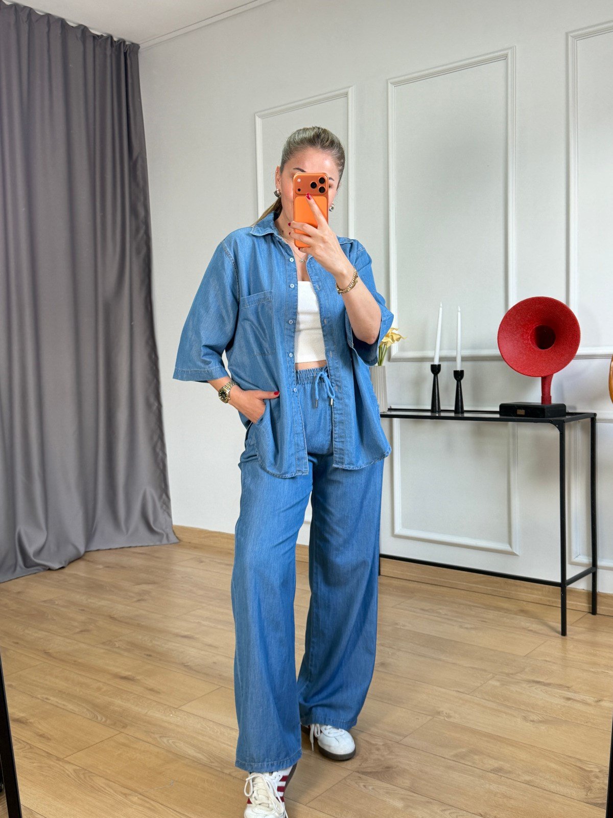 Mavi Gömlek Pantolon Denim Takım