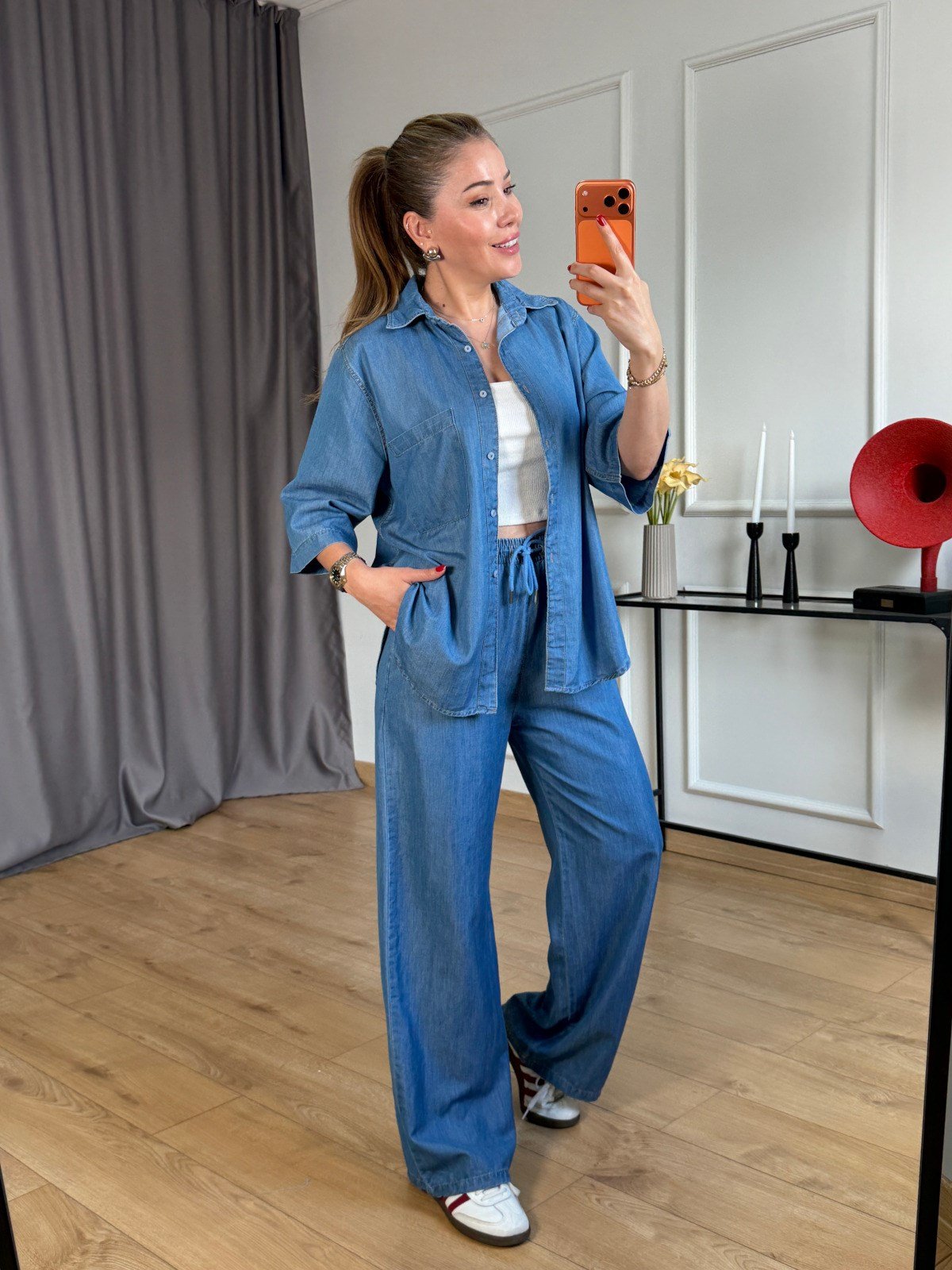 Mavi Gömlek Pantolon Denim Takım