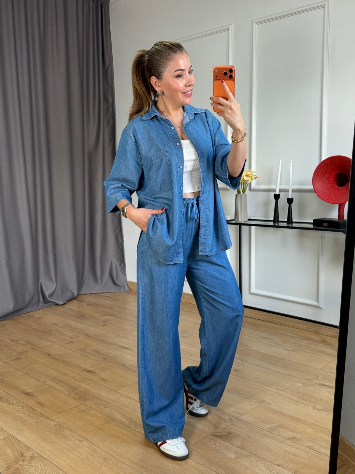 Mavi Gömlek Pantolon Denim Takım