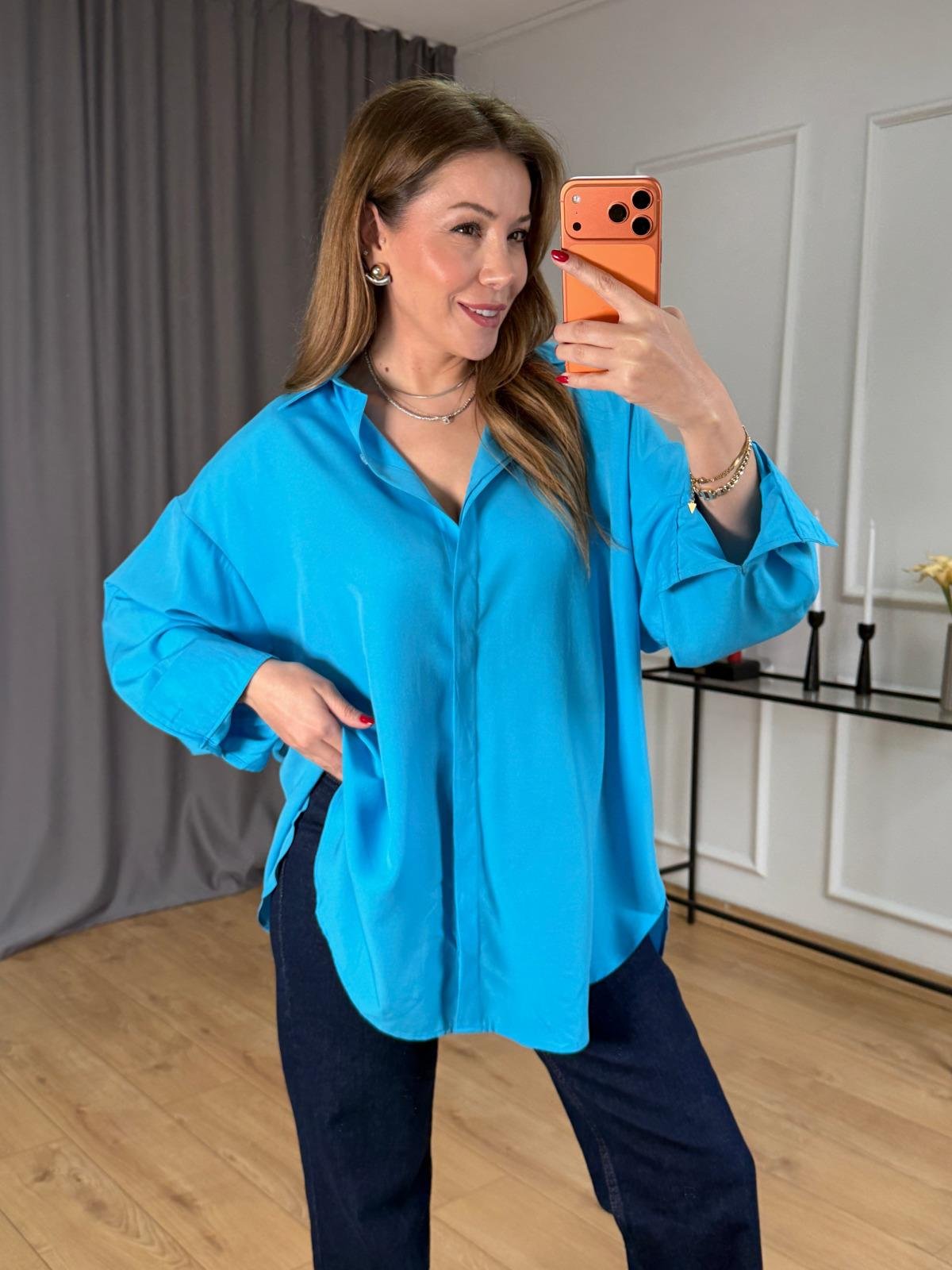 Mavi Oversize Gömlek