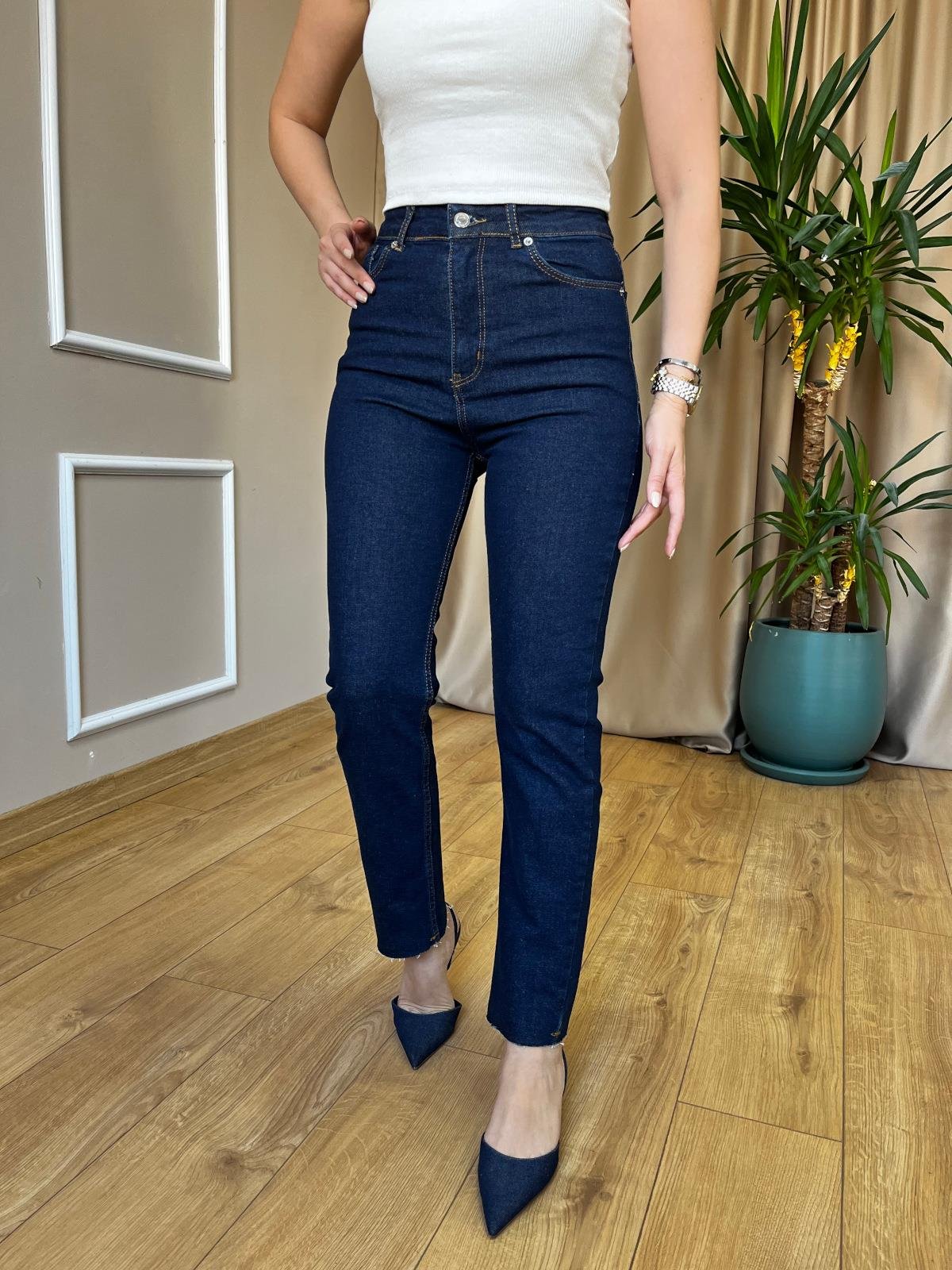 Orj. Marka Kesik Paça Dark Jean