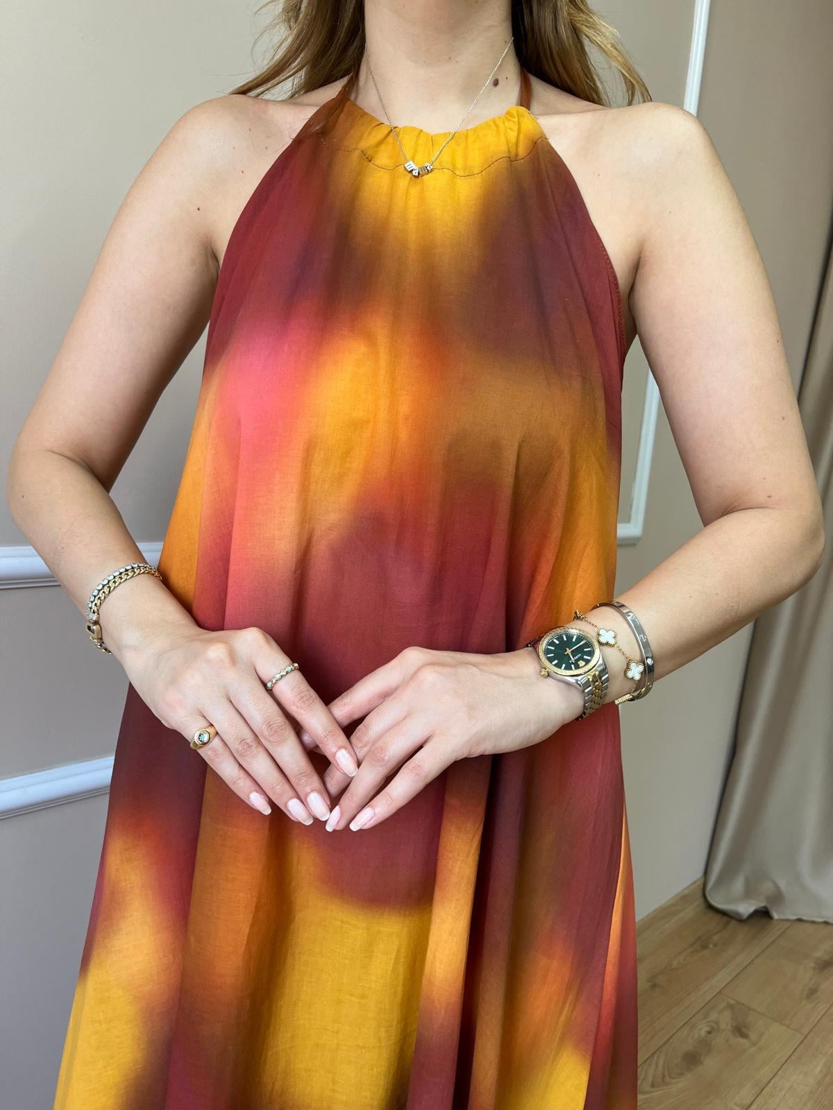 Orj. Bordo Askılı Elbise