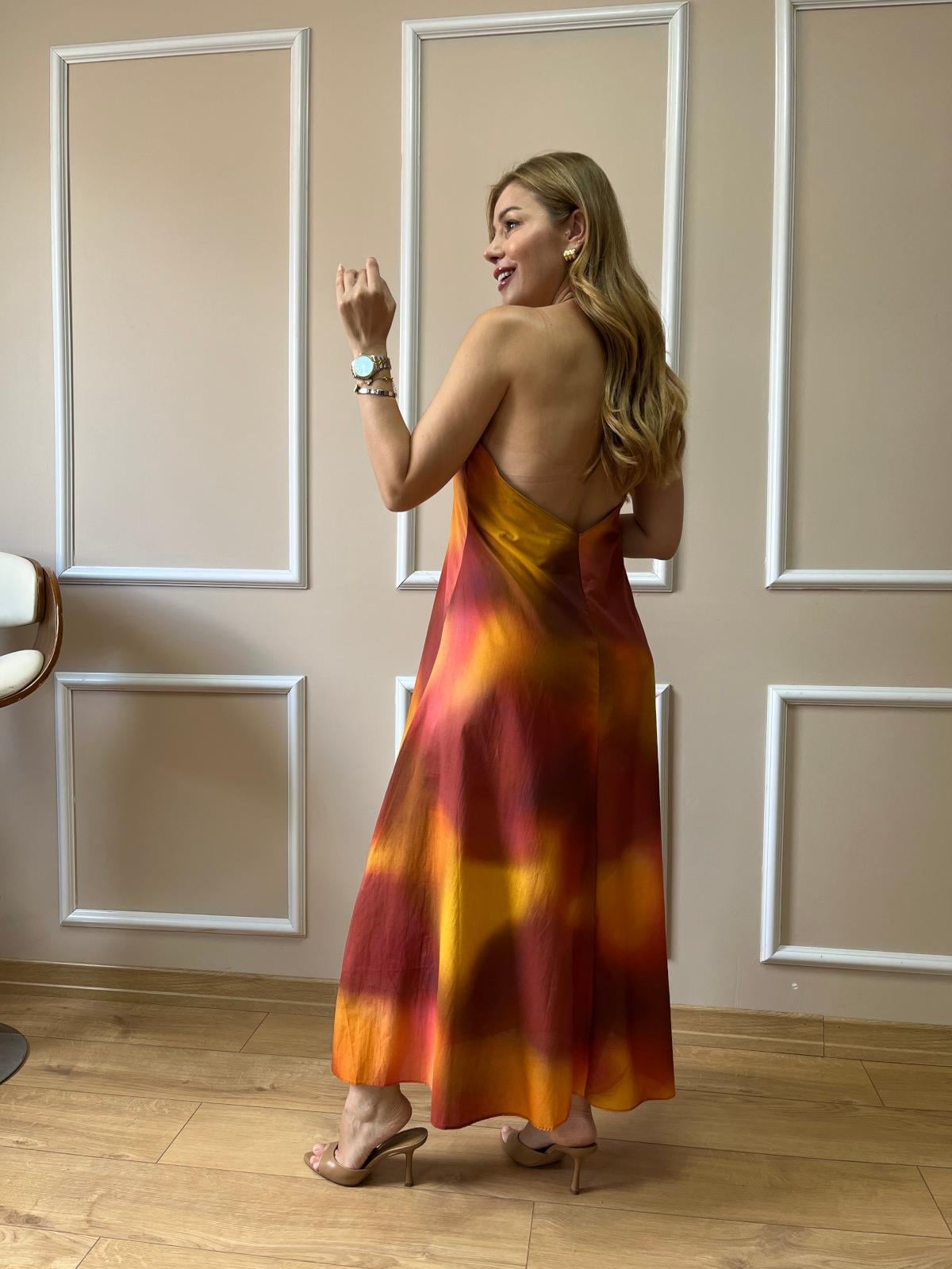 Orj. Bordo Askılı Elbise