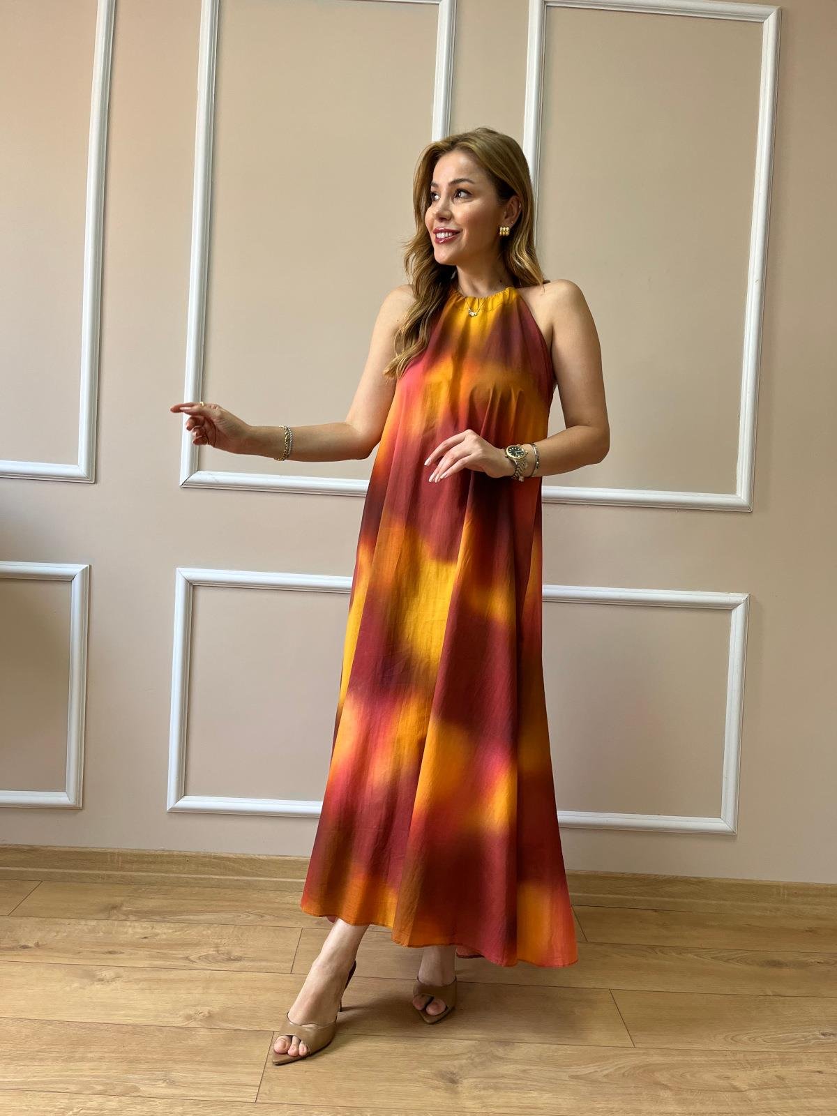 Orj. Bordo Askılı Elbise