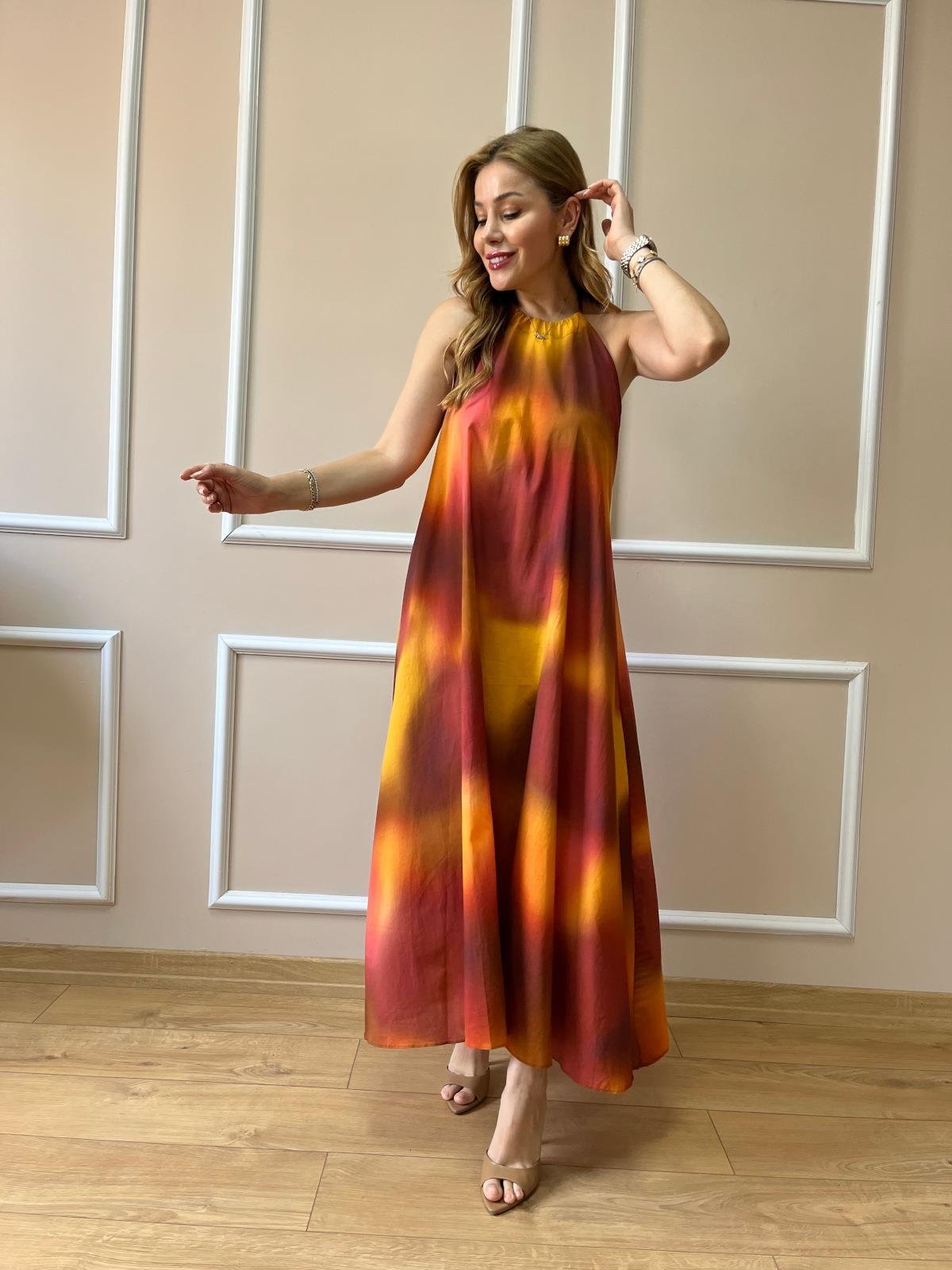 Orj. Bordo Askılı Elbise