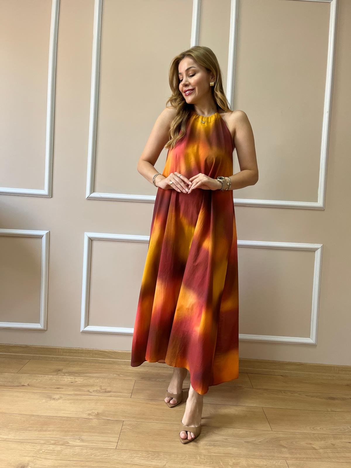 Orj. Bordo Askılı Elbise