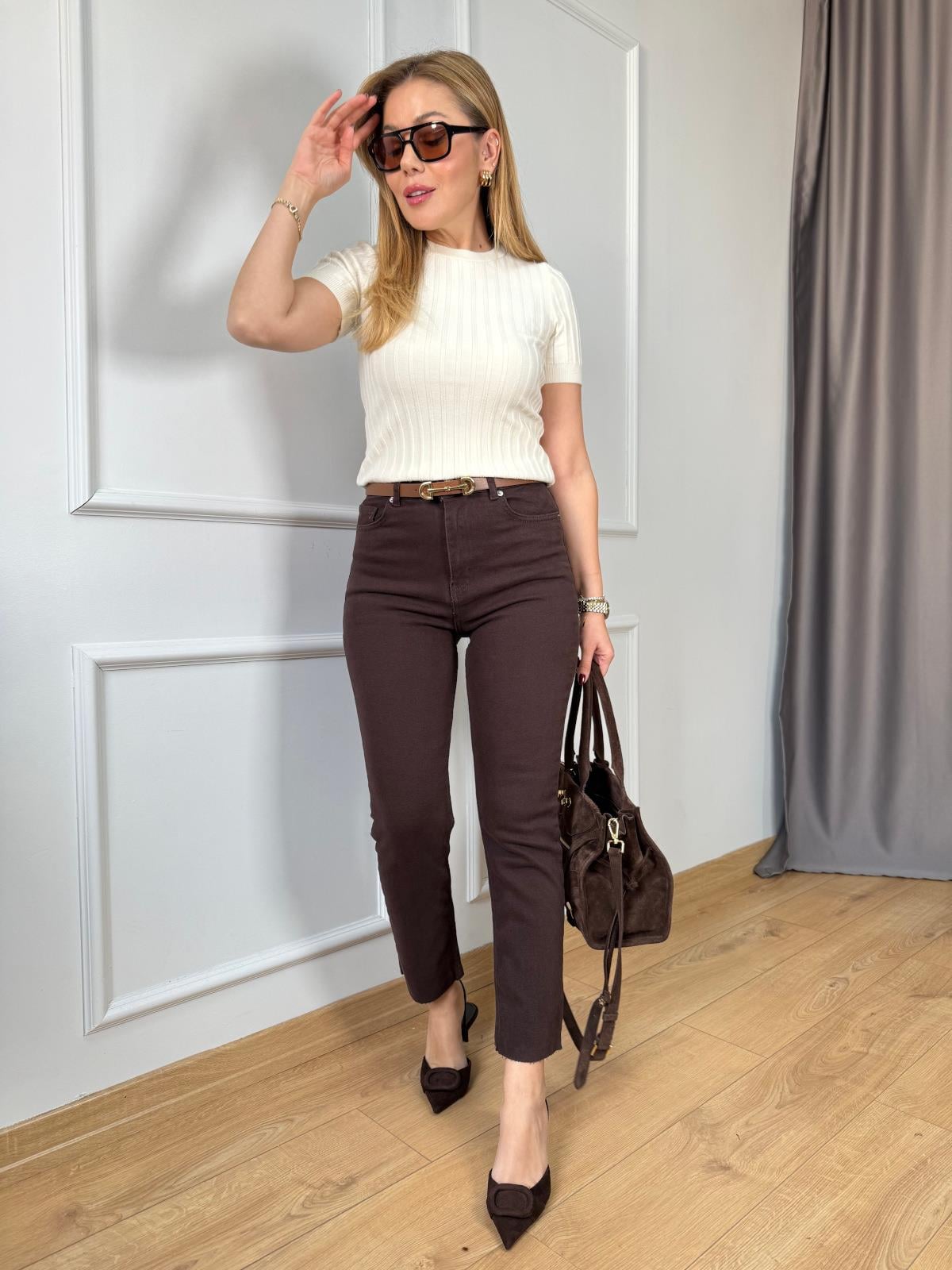 Orj. Marka Kesik Paça Kahve Jean( ÖN SİPARİŞ ÜRÜNÜDÜR )