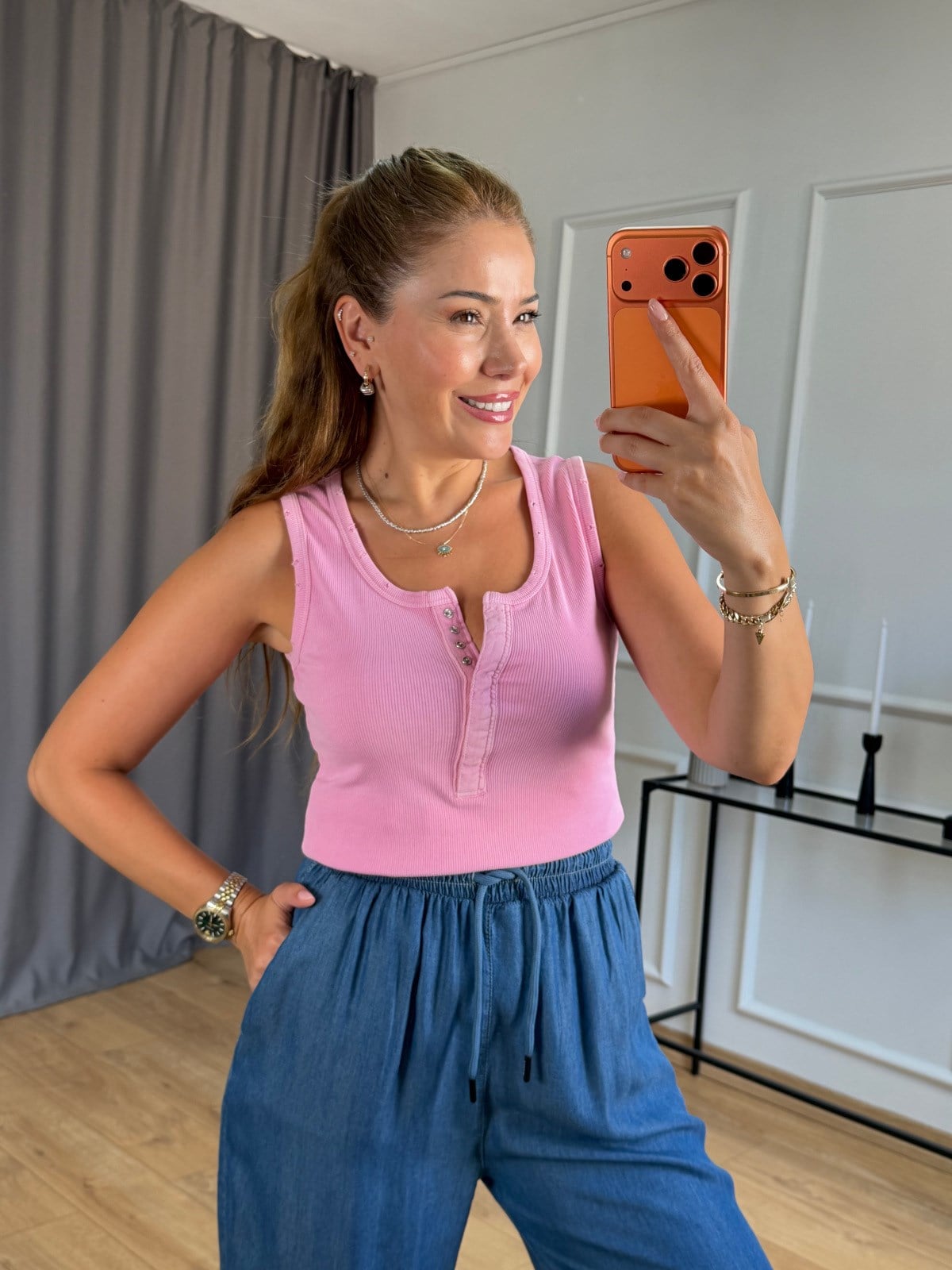 Pembe Eskitme Çıtçıtlı Atlet