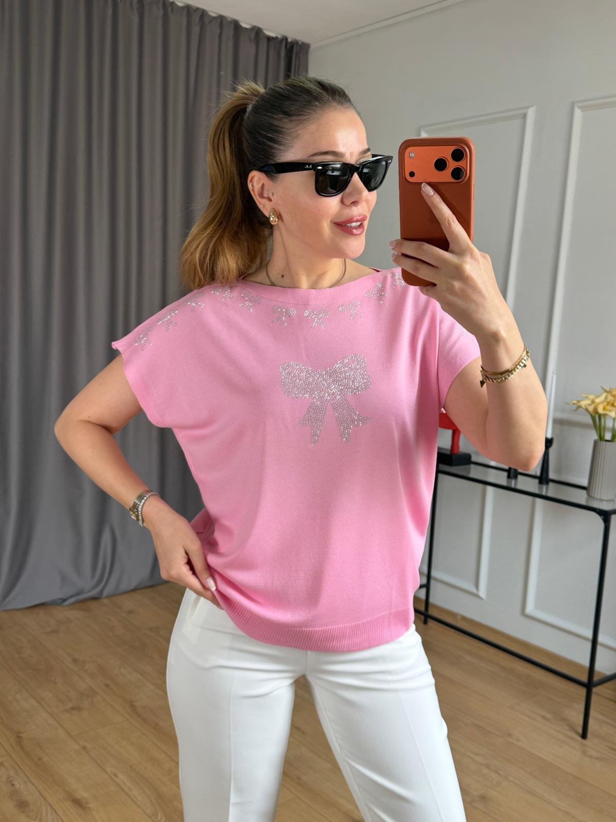Pembe Kurdale Bluz