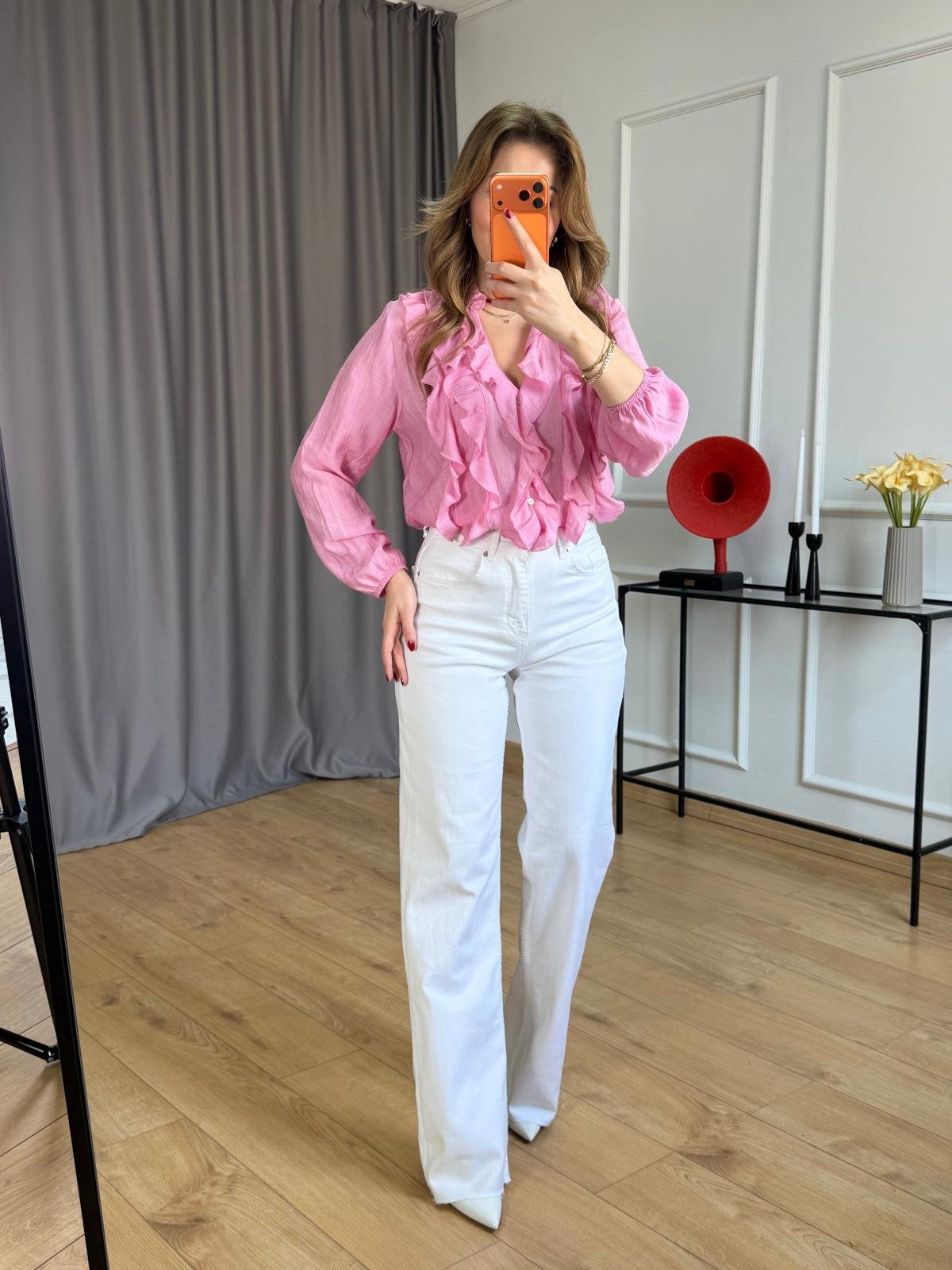 Pembe Lilyum Volanlı Bluz