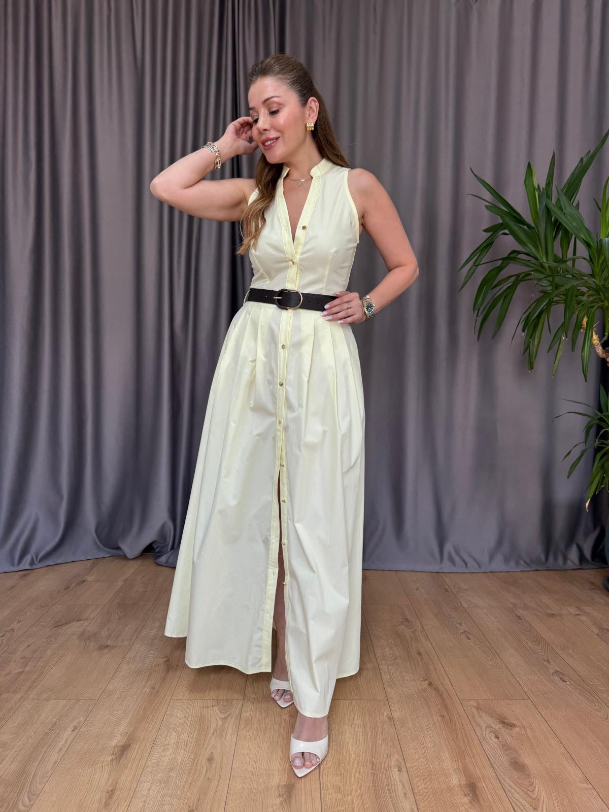 Sarı Magnolya Elbise