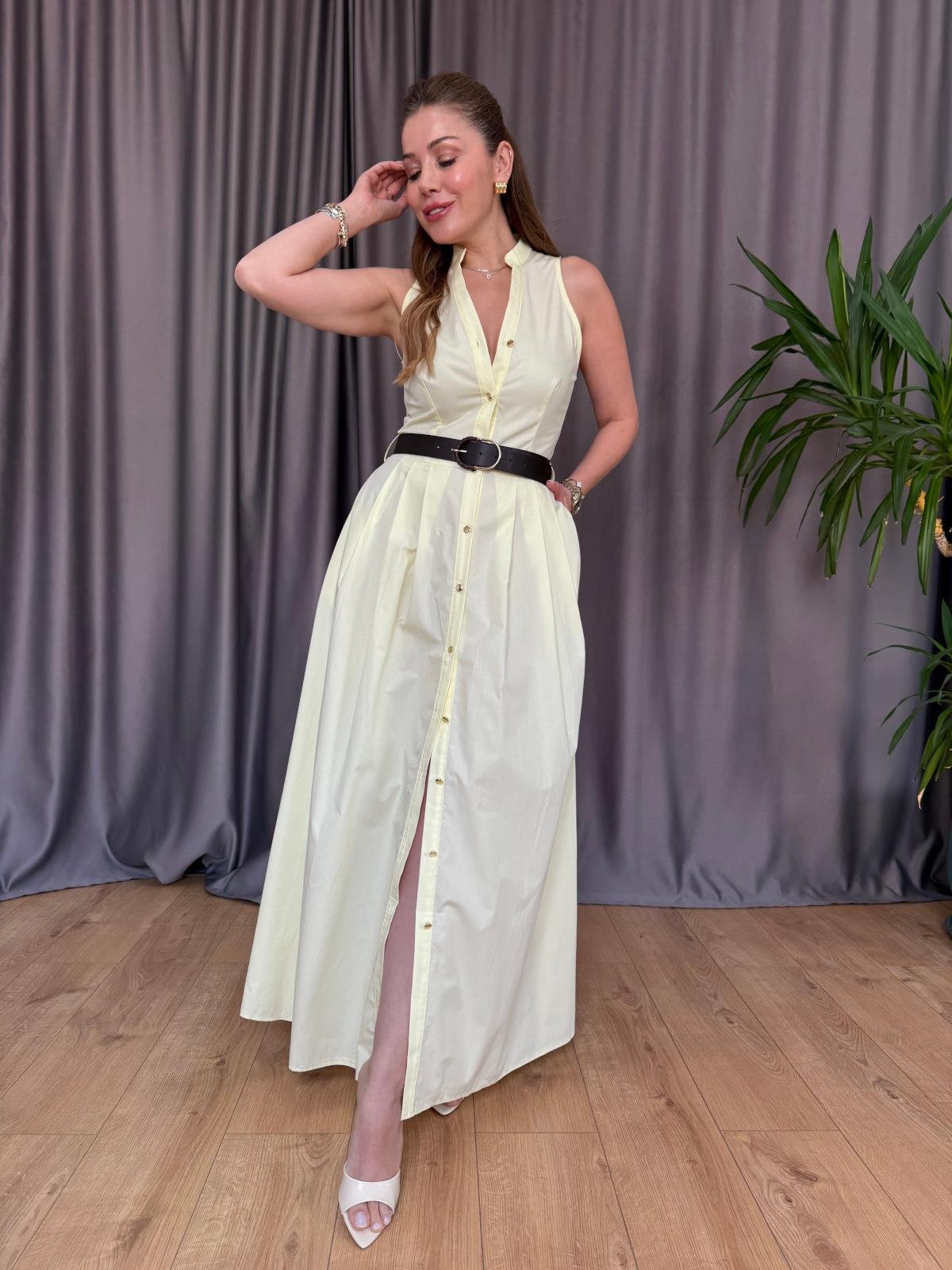 Sarı Magnolya Elbise