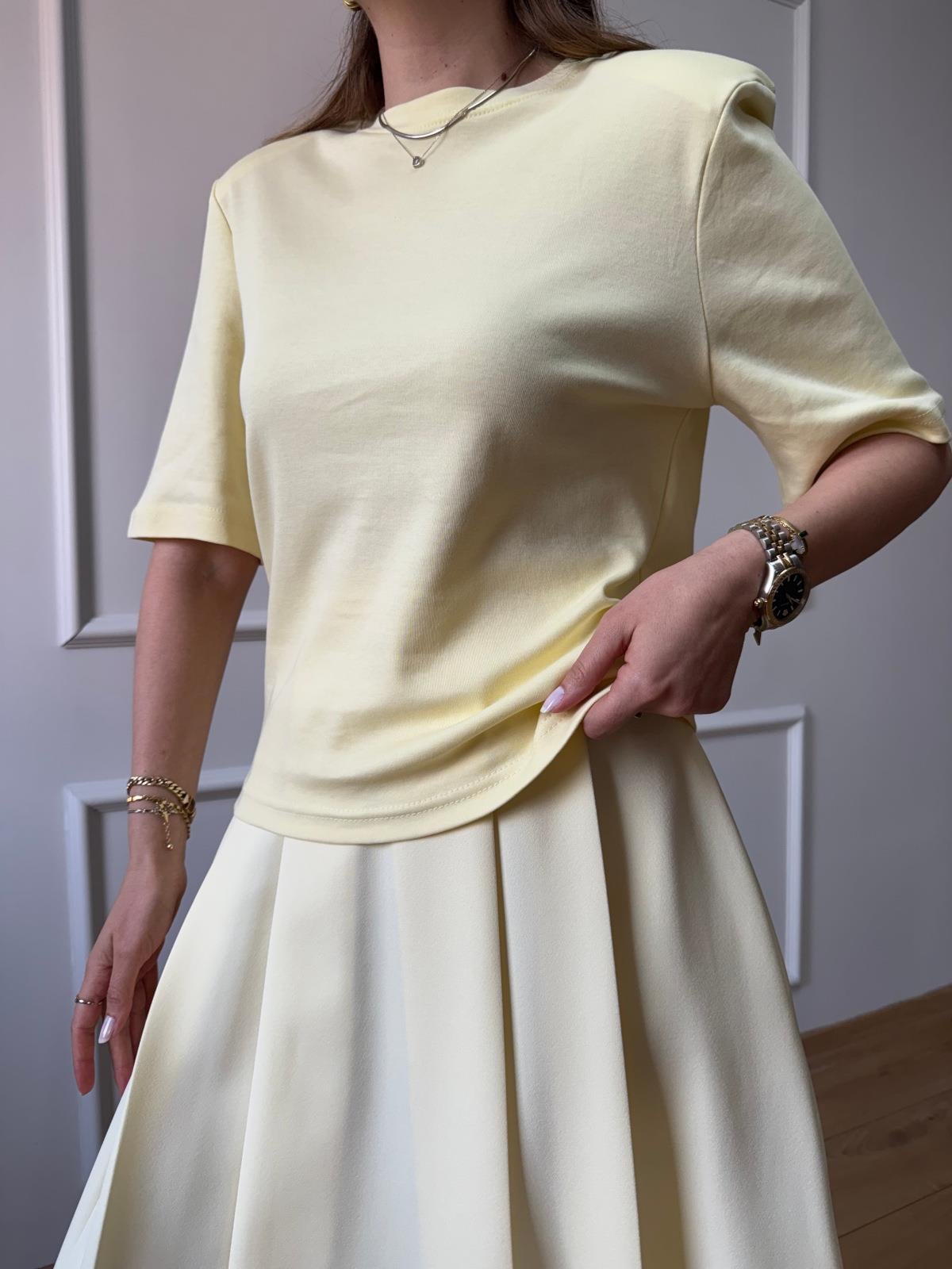 Sarı Vatkalı Basic Tshirt