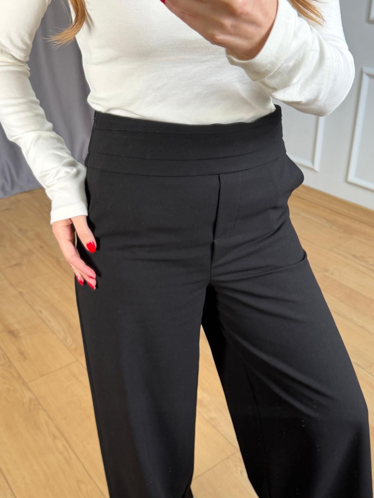 Siyah Beli Drapeli Pantolon