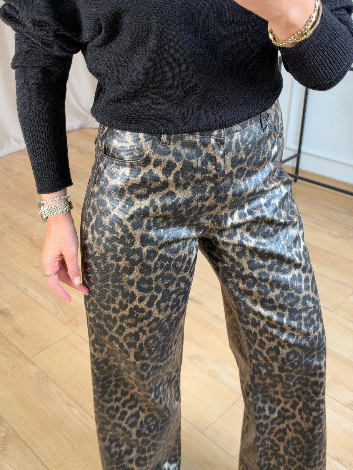 Siyah Leopar Pantolon