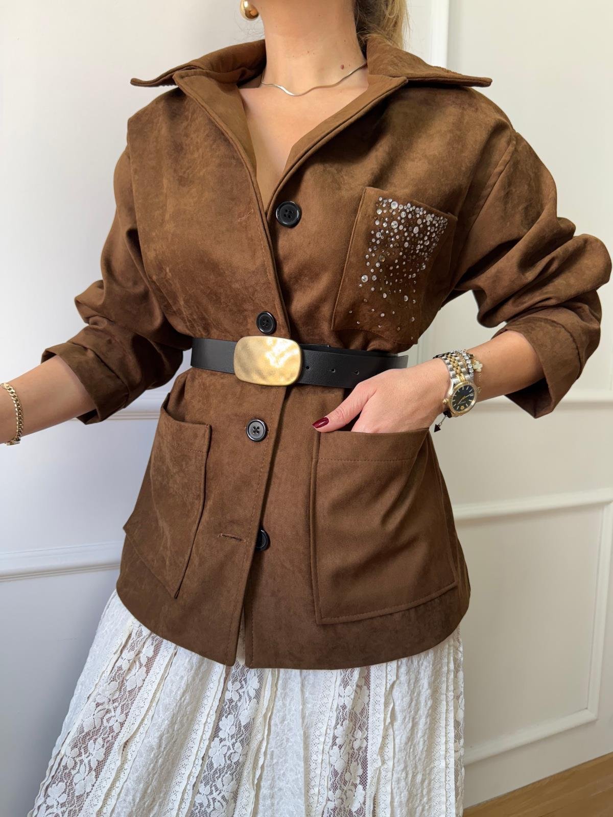 Taba Cep Taşlı Ceket