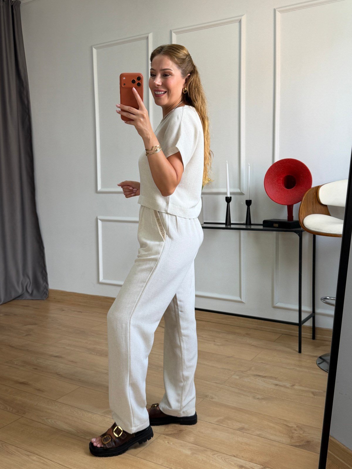 Taş V Yaka Detaylı  Pantolon Takım