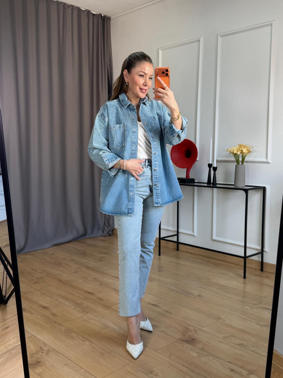 Taşlı Jean Gömlek 
