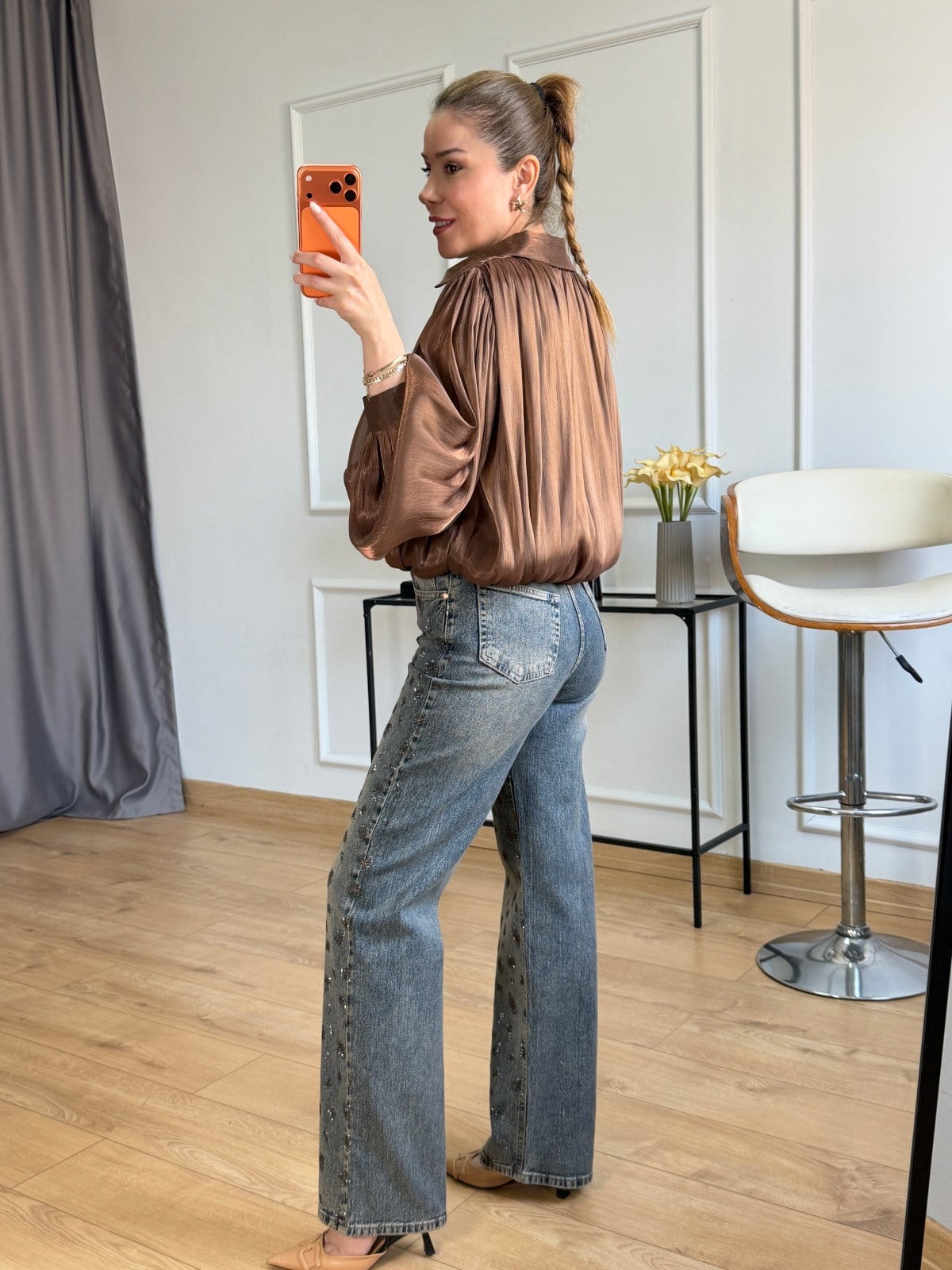Tint Leopar Taşlı Jean