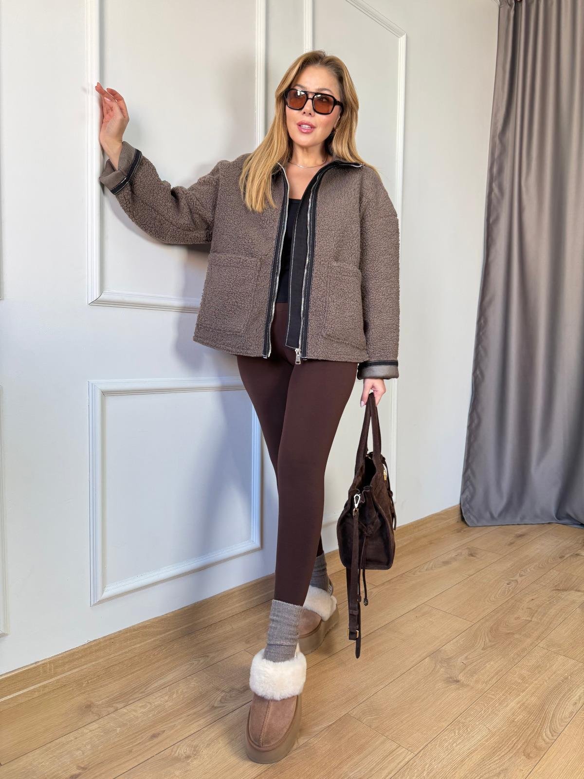 Vizon Biyeli Peluş Mont