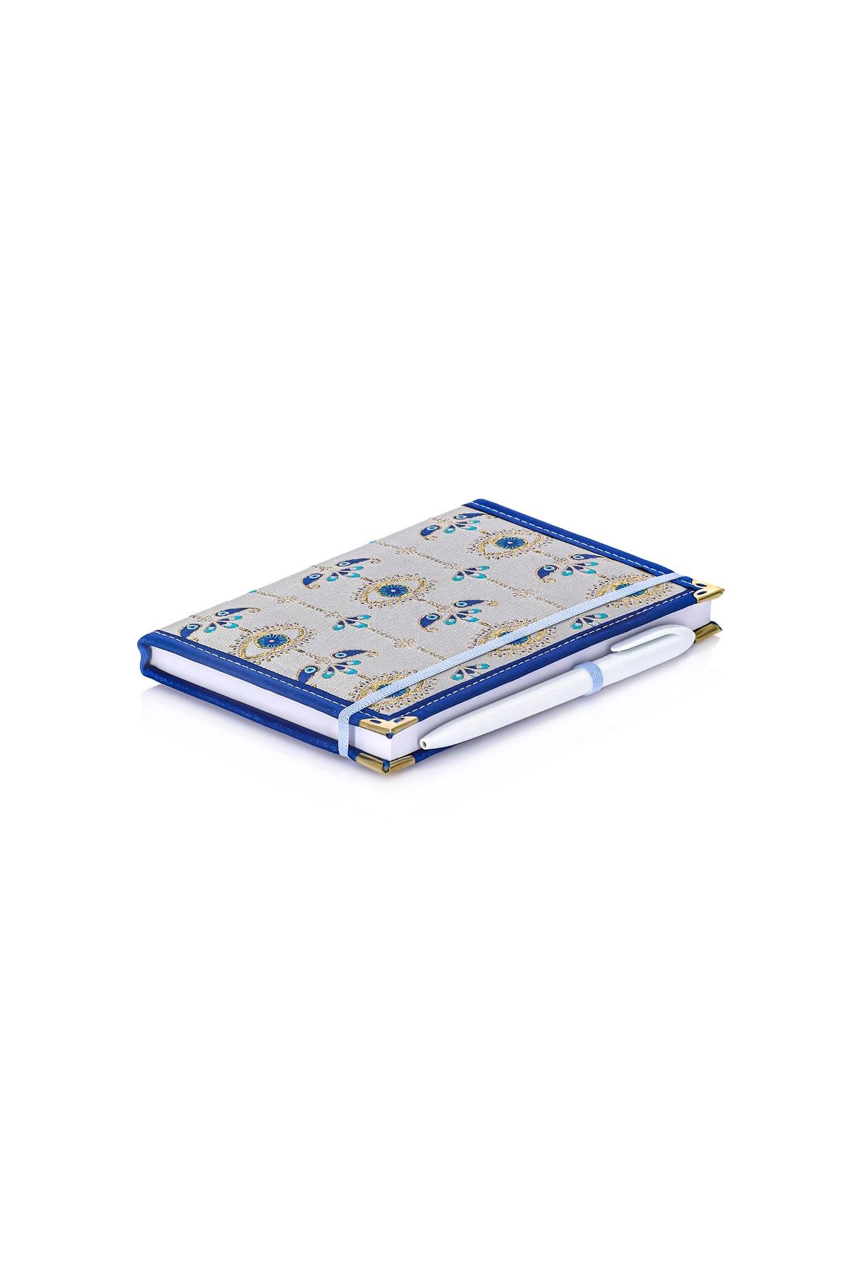 Dokuma Çizgisiz Nazar Desenli Kalemli Otantik Etnik Defter Hediyelik Orta 1607