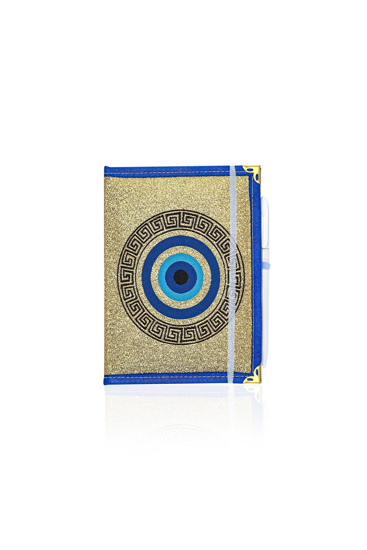 Dokuma Çizgisiz Nazar Desenli Kalemli Otantik Etnik Defter Hediyelik Orta 1607