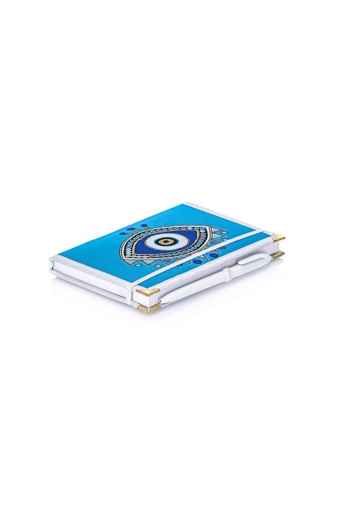 Dokuma Çizgisiz Nazar Desenli Kalemli Otantik Etnik Defter Hediyelik Orta 1607