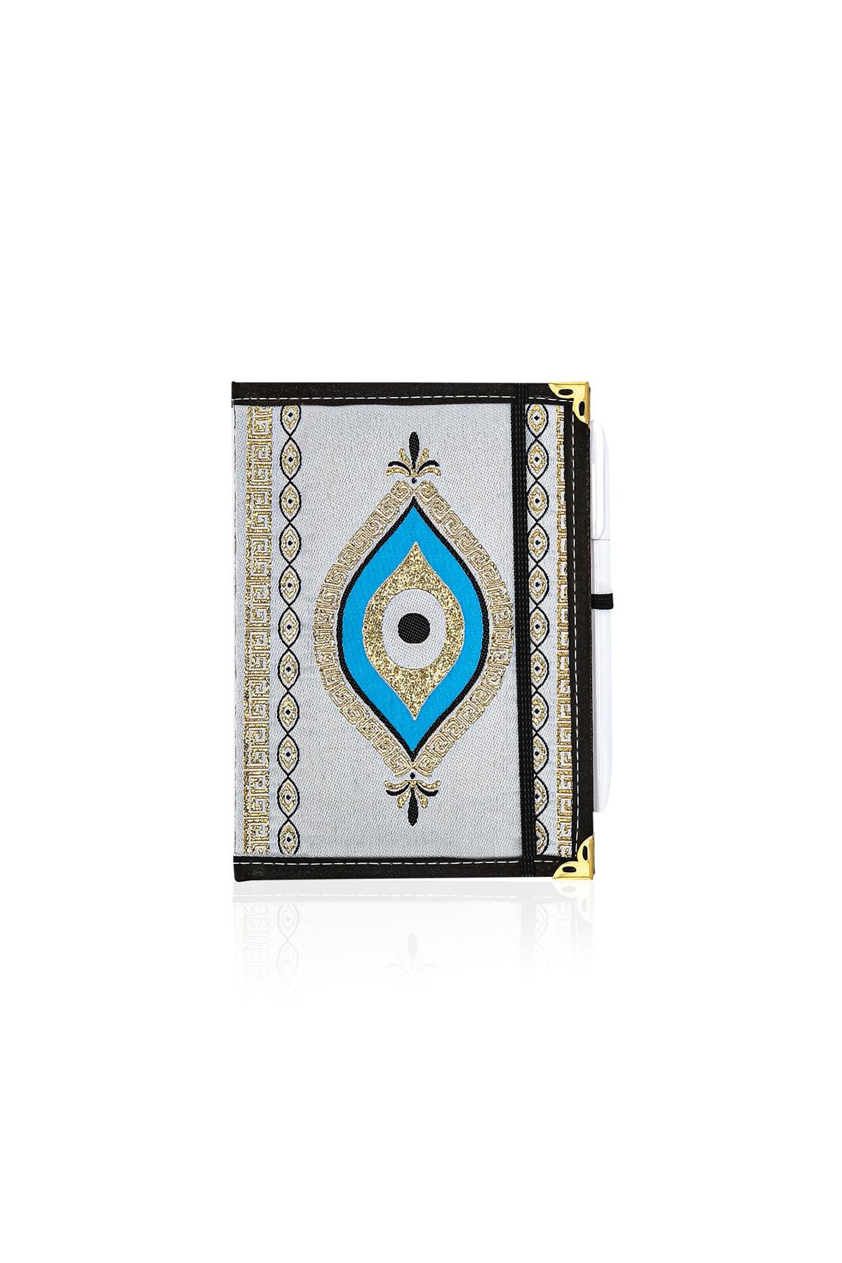 Dokuma Çizgisiz Nazar Desenli Kalemli Otantik Etnik Defter Hediyelik Orta 1607