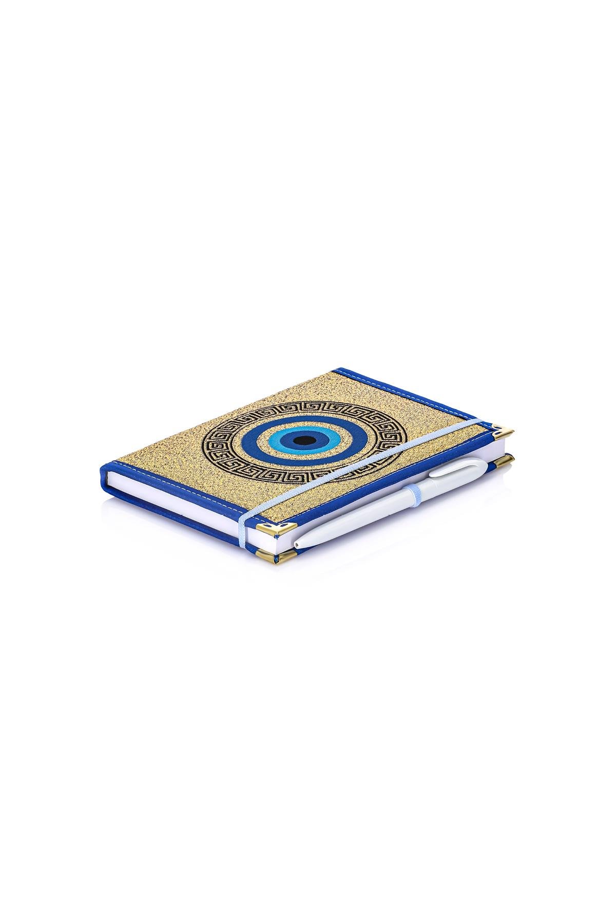 Dokuma Çizgisiz Nazar Desenli Kalemli Otantik Etnik Defter Hediyelik Orta 1607